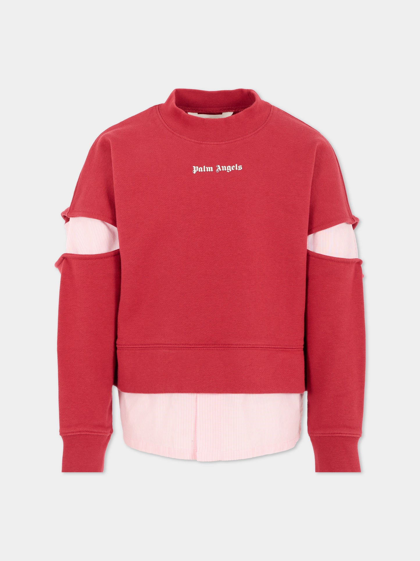 Felpa rossa per bambina con logo,Palm Angels,PGBA016F25FLE0012703