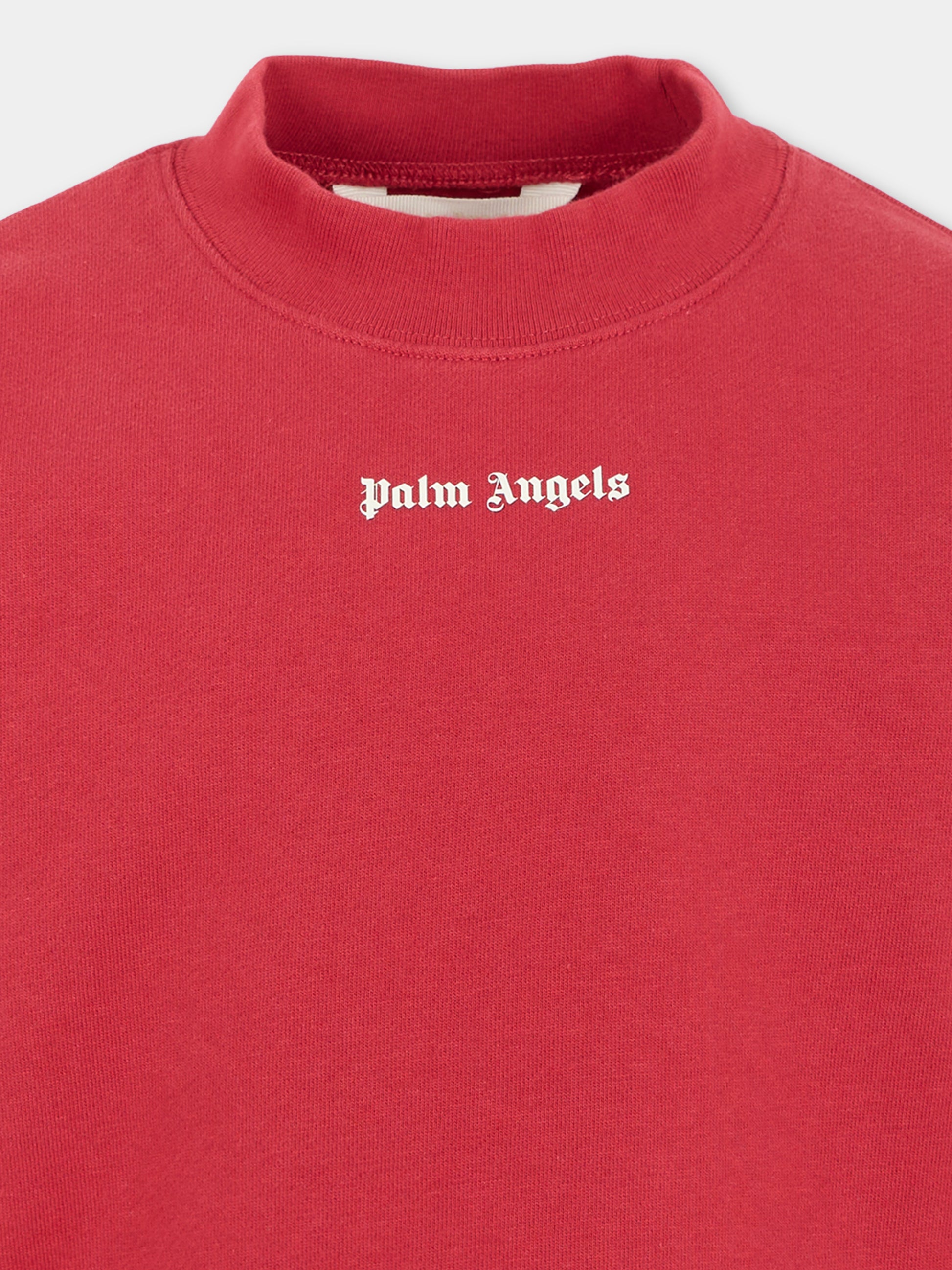 Felpa rossa per bambina con logo,Palm Angels,PGBA016F25FLE0012703