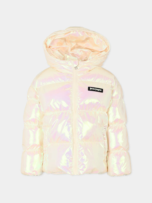 Piumino rosa per bambina con logo,Palm Angels,PGEJ005F25FAB0018103