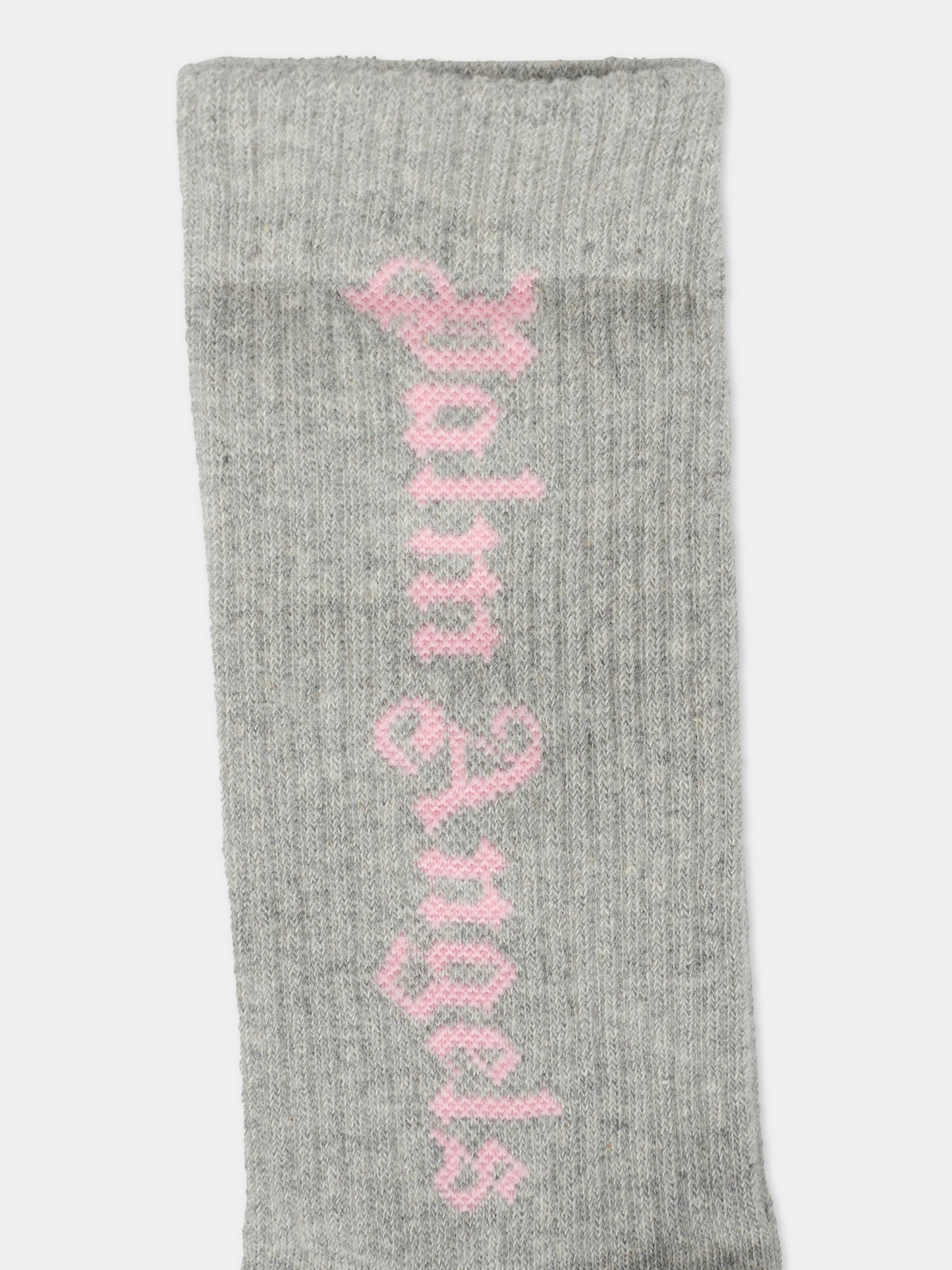 Calze grigie per bambina con logo,Palm Angels,PGRA005C99KNI005083B