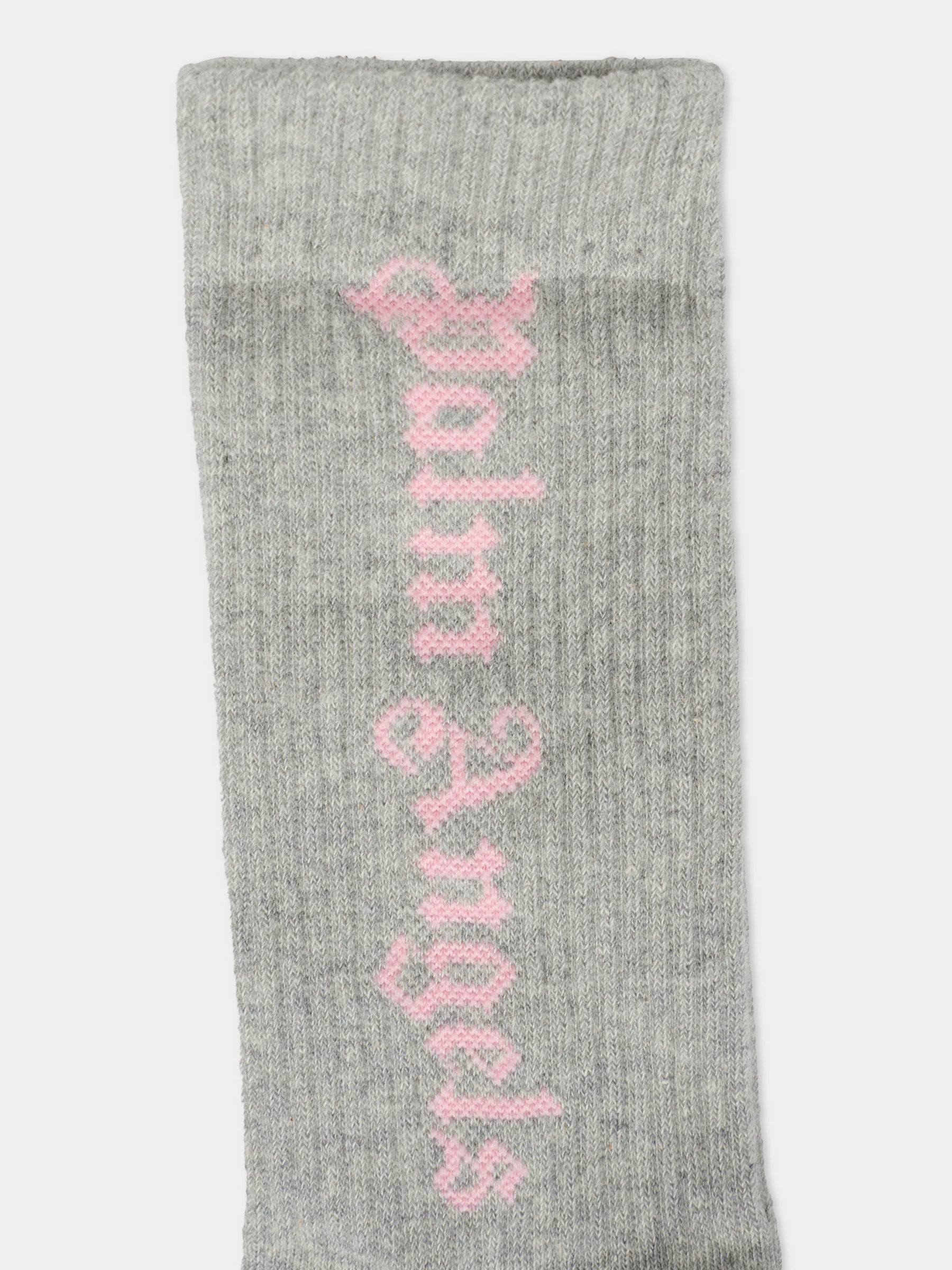 Calze grigie per bambina con logo,Palm Angels,PGRA005C99KNI005083B