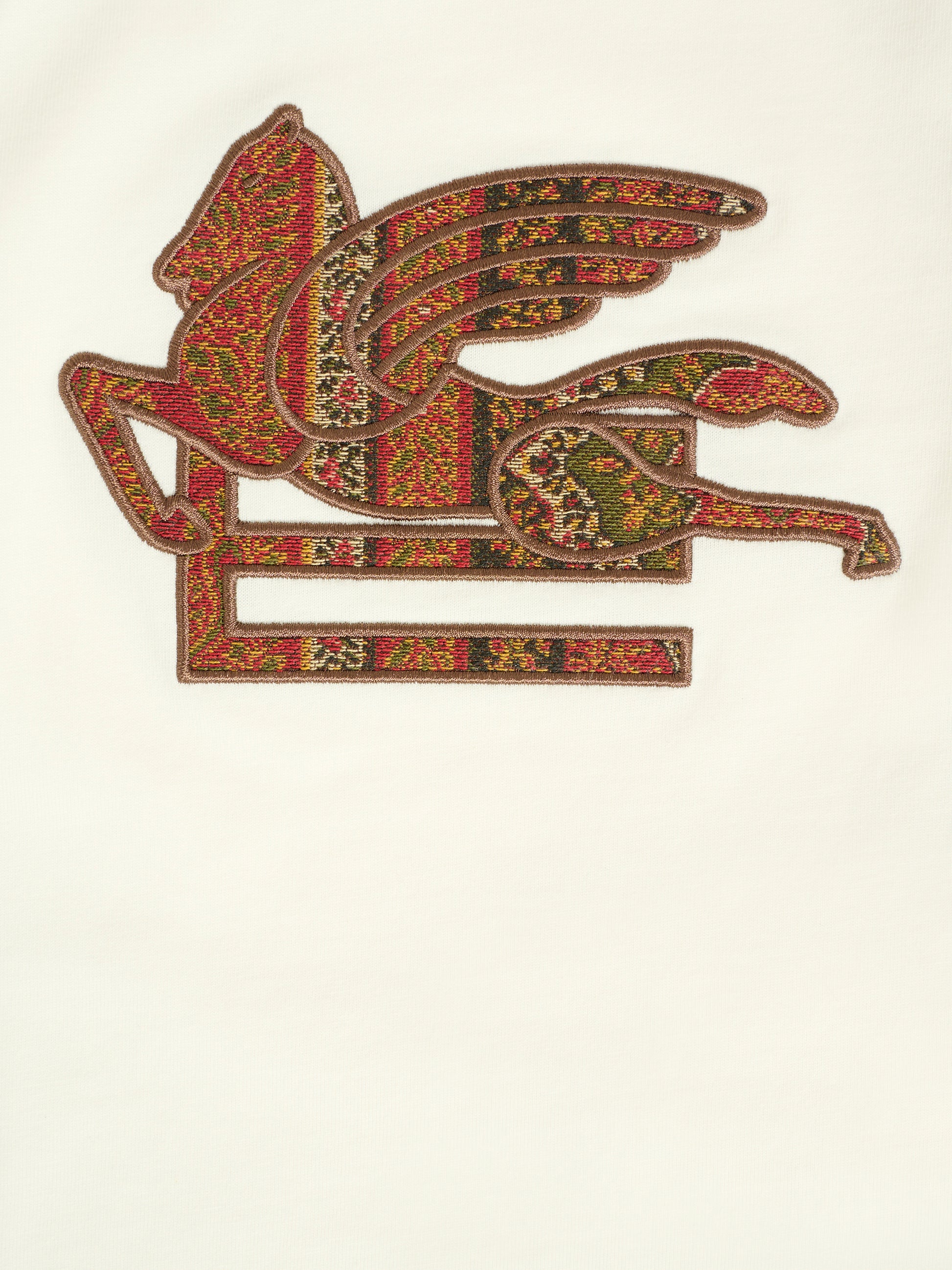 T-shirt avorio per neonato con logo e Pegaso,Etro,GX8511 Z2904 101