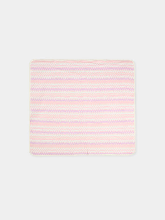 Coperta rosa per neonata con motivo chevron,Missoni,MX0050-J0518 100RS