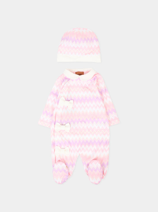 Set tutina rosa per neonata con motivo chevron,Missoni,MXB020-J0518 100RS