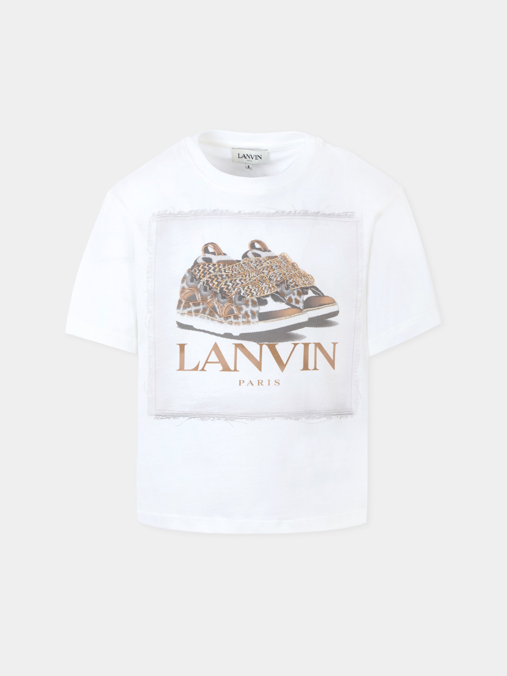 T-shirt bianca per bambina con Curb Basket,Lanvin Petite,N30255 117