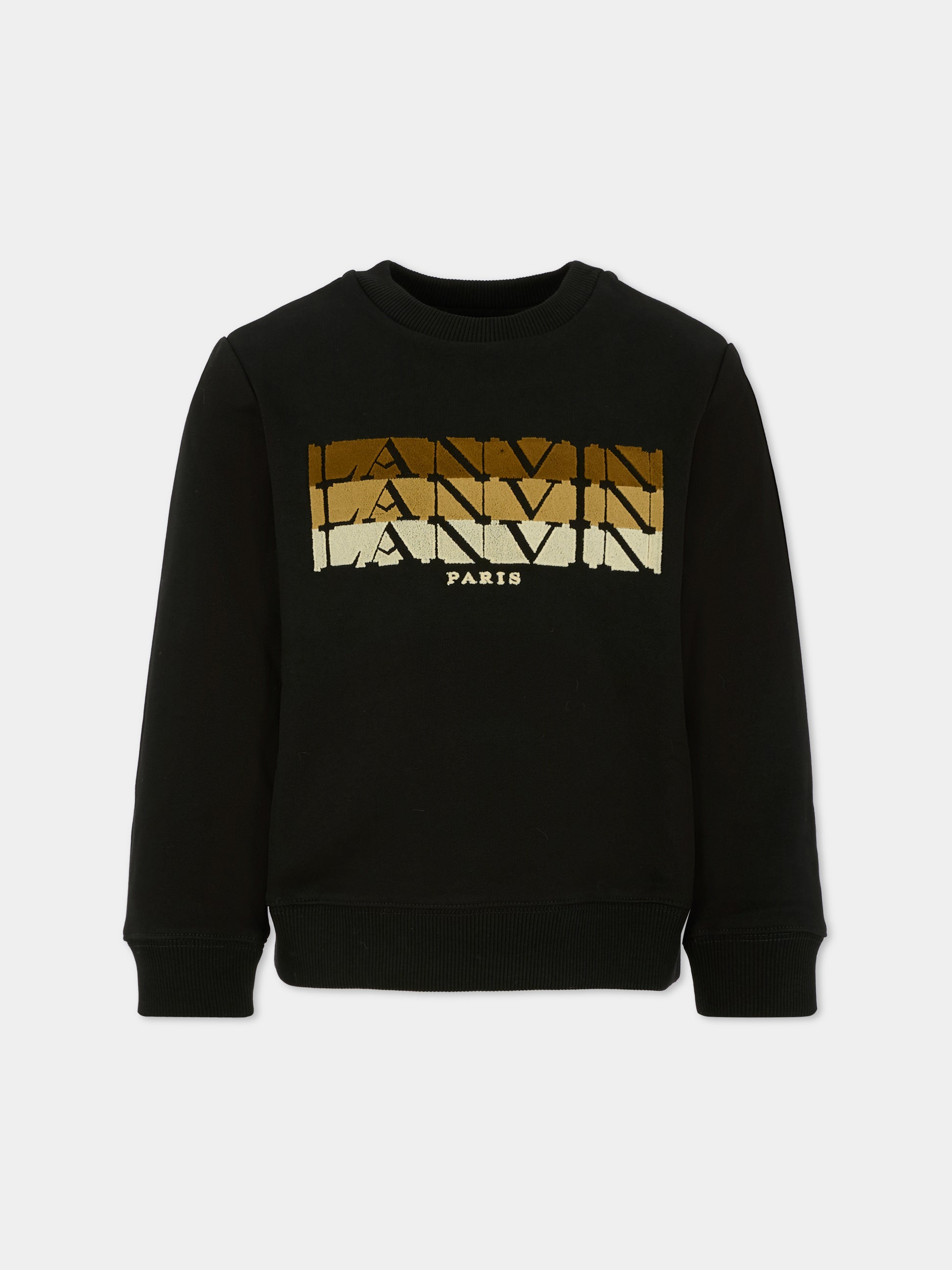 Felpa nera per bambini con logo,Lanvin Petite,N30284 09B