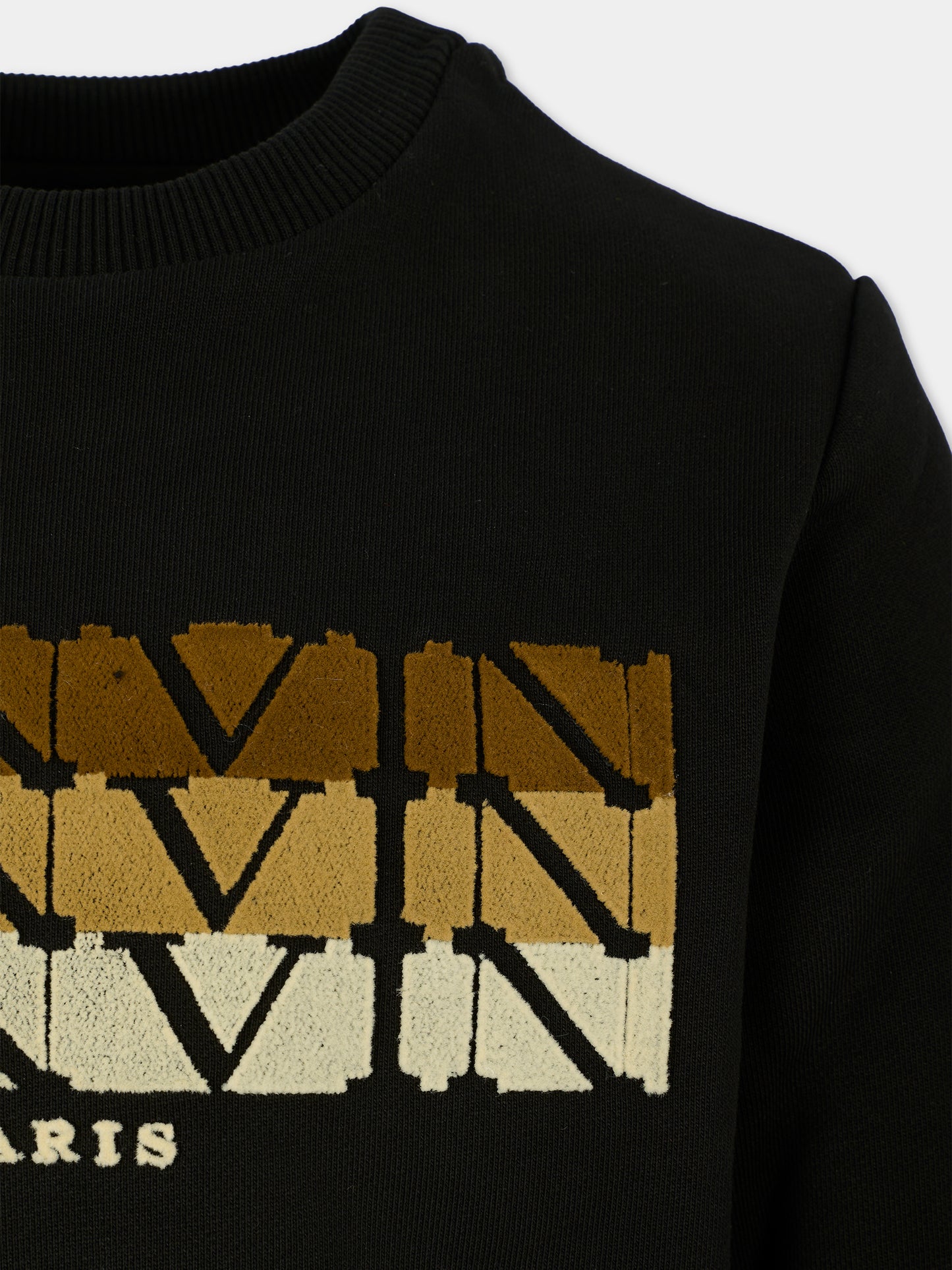 Felpa nera per bambini con logo,Lanvin Petite,N30284 09B