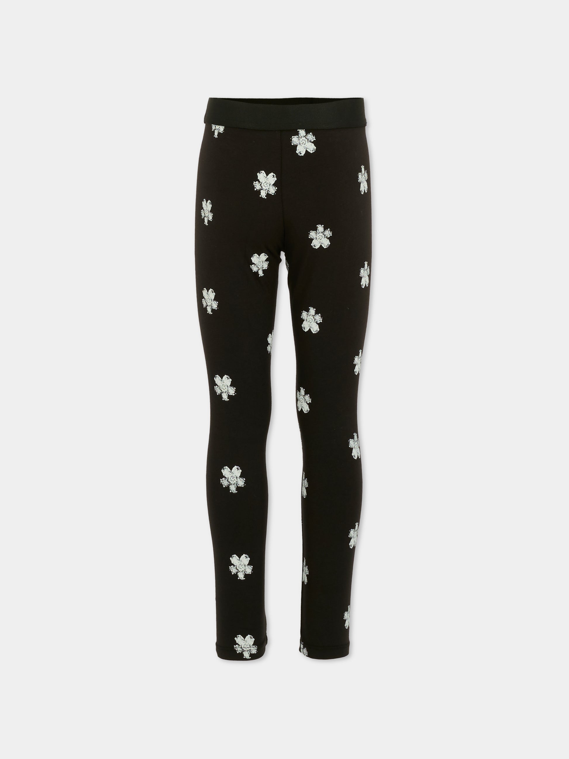 Leggings neri per bambina con fiori all over,Marc Jacobs,W60592 09B