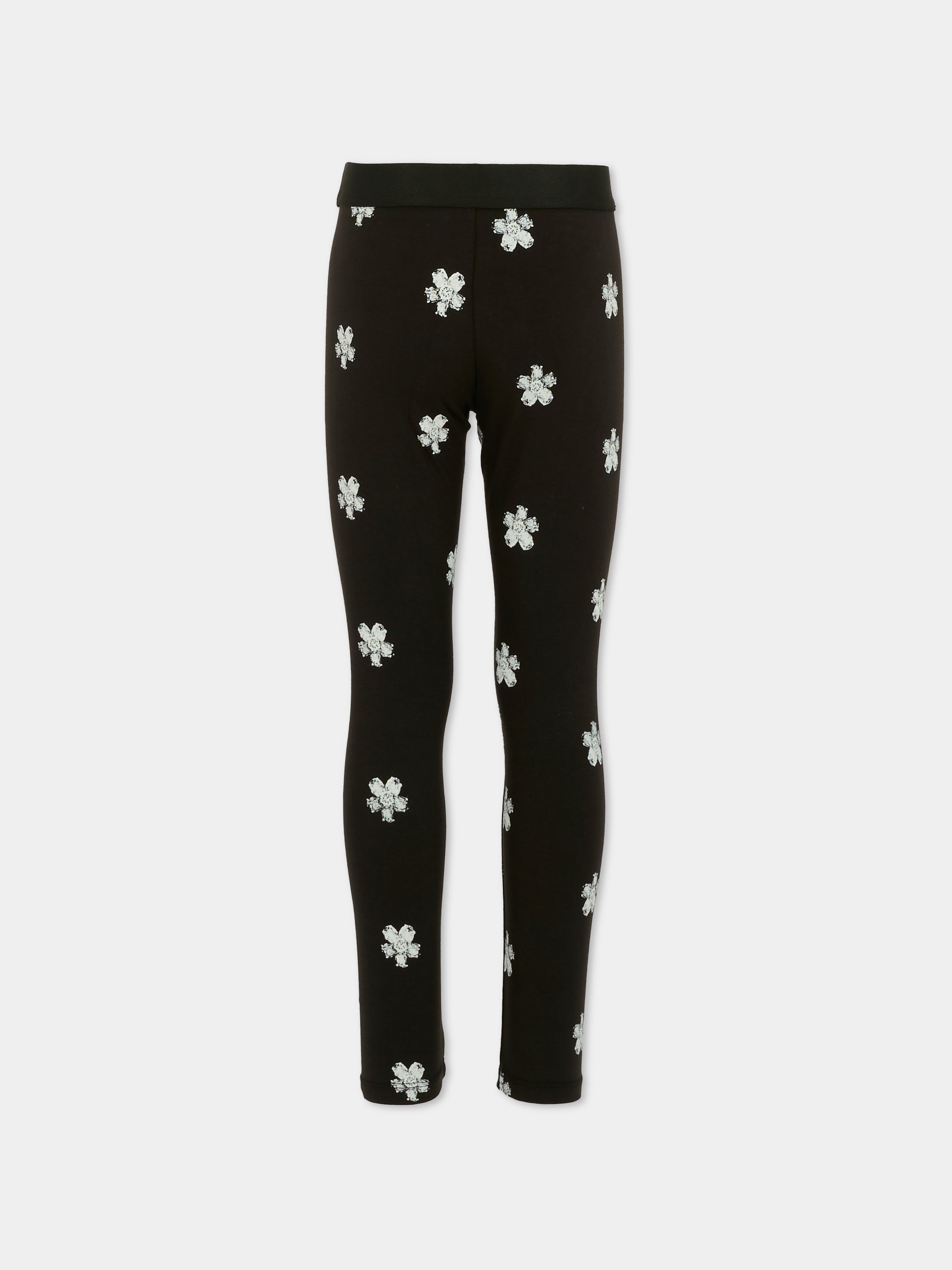 Leggings neri per bambina con fiori all over,Marc Jacobs,W60592 09B