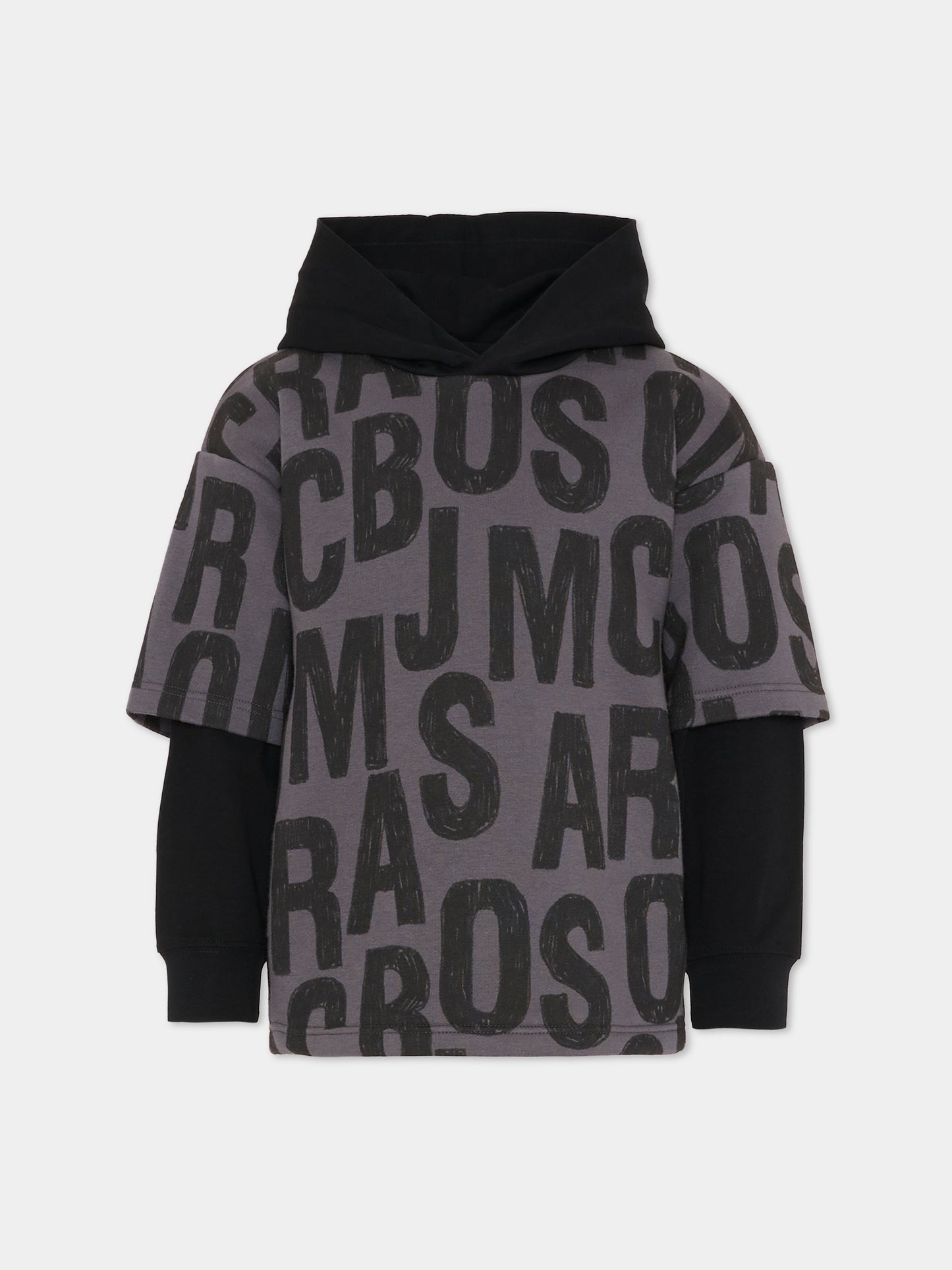 Felpa grigia per bambini con logo,Marc Jacobs,W60626 075