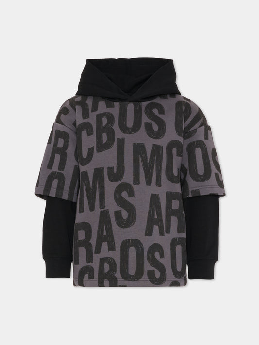 Felpa grigia per bambini con logo,Marc Jacobs,W60626 075