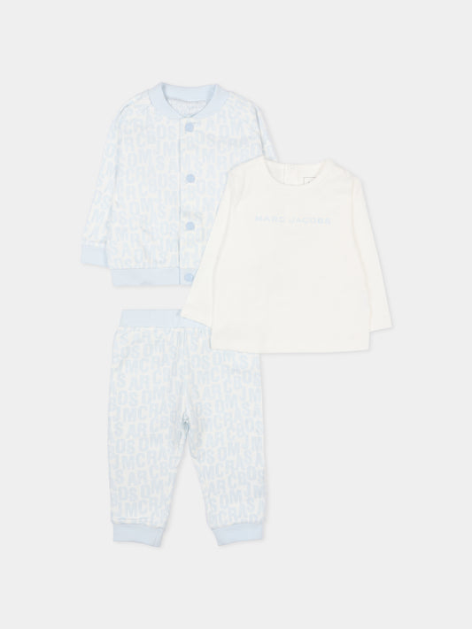 Completo reversibile celeste per neonato con logo,Marc Jacobs,W60660 791