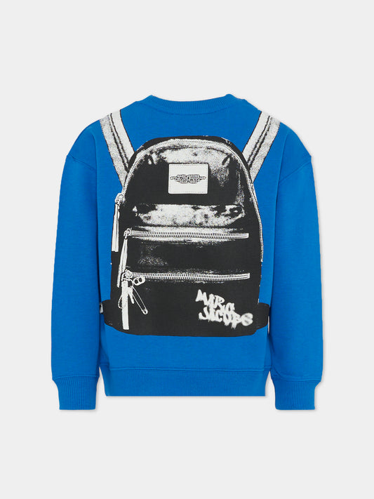 Felpa blu per bambino con stampa zaino,Marc Jacobs,W60698 872