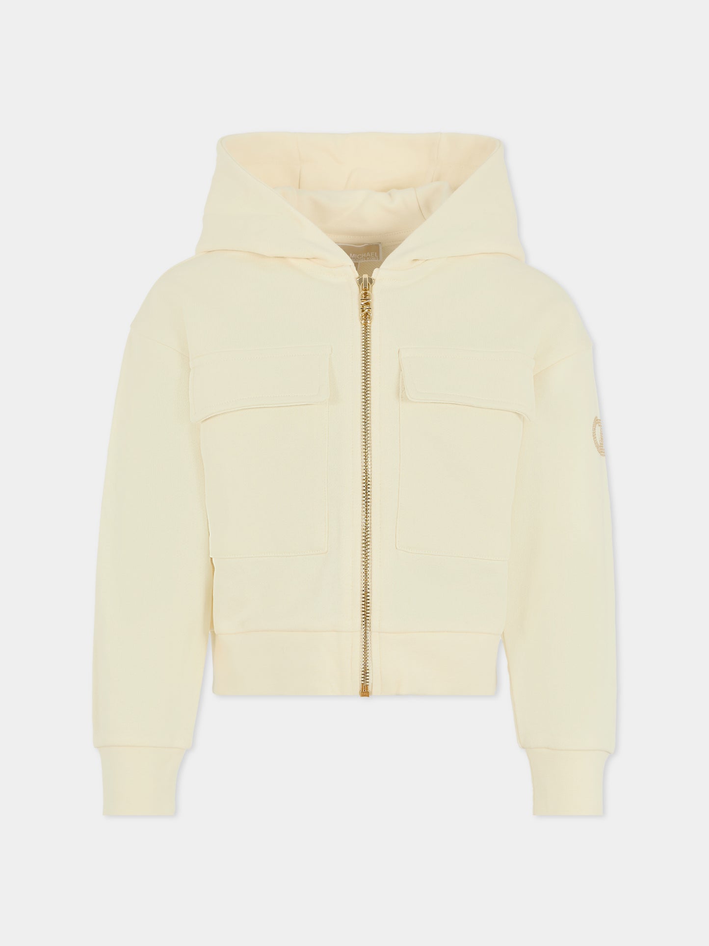 Felpa avorio per bambina con logo,Michael Kors,R30471 190