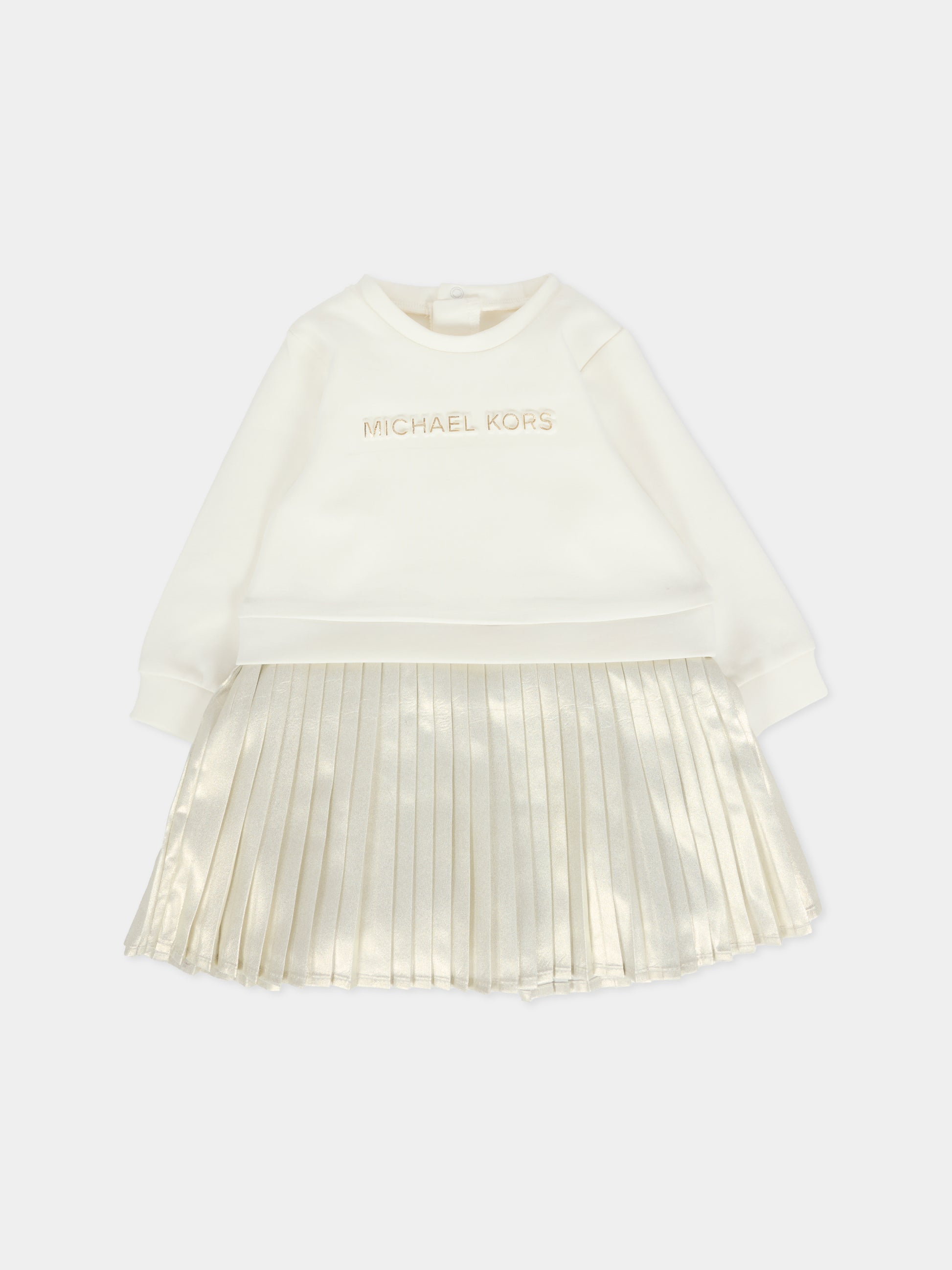 Vestito avorio per neonata con logo,Michael Kors,R30509 N81