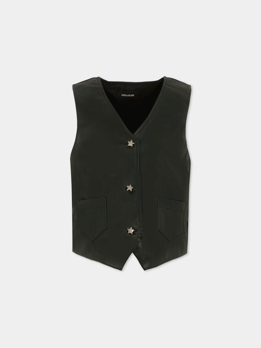 Gilet nero per bambina con stelle,Zadig & Voltaire Kids,X60454 09B