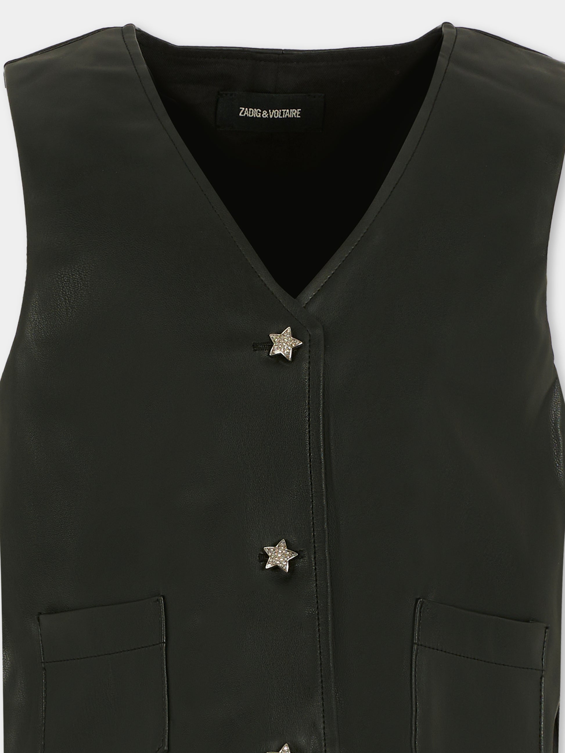 Gilet nero per bambina con stelle,Zadig & Voltaire Kids,X60454 09B