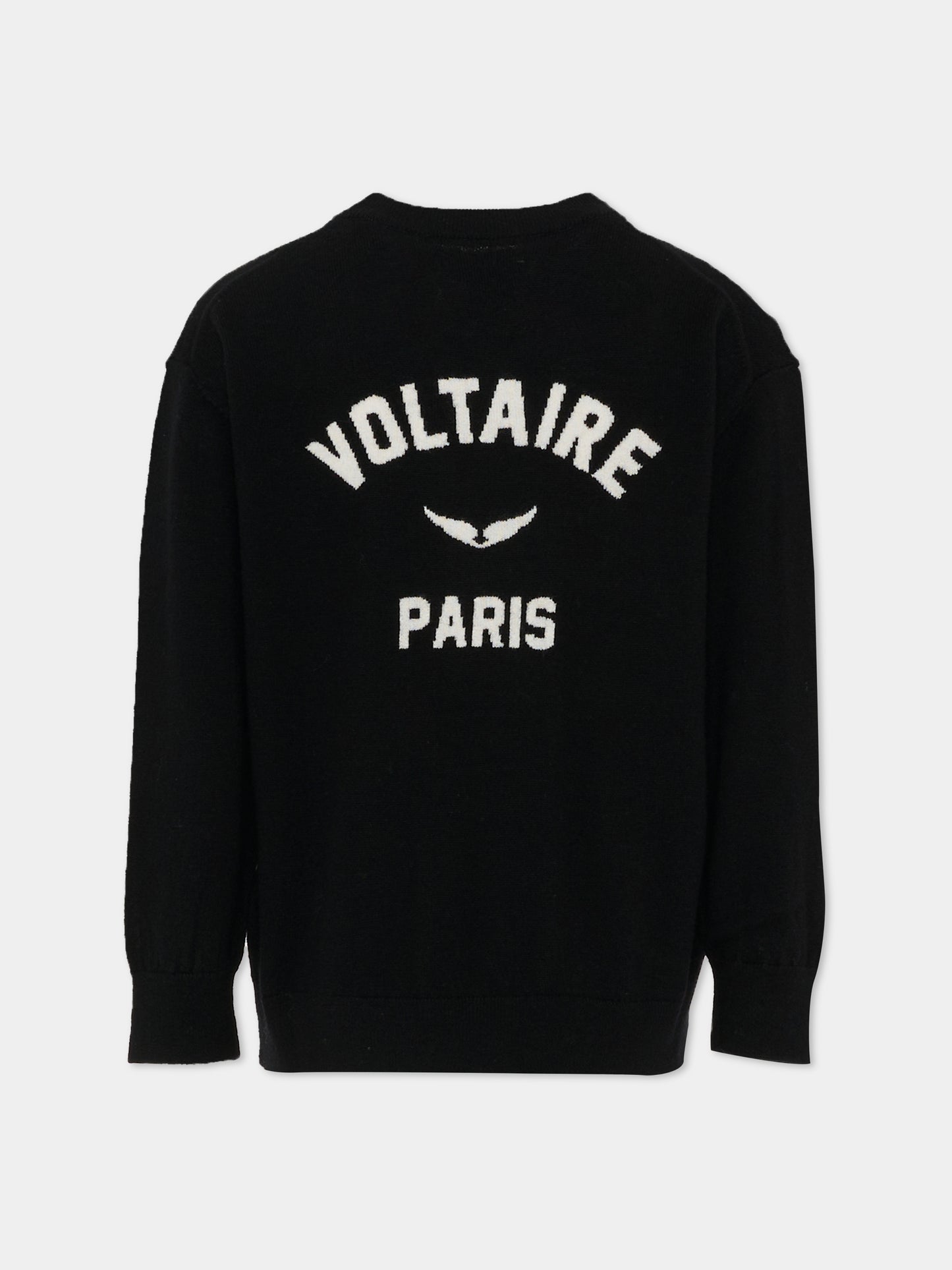 Maglione nero per bambini con logo,Zadig & Voltaire Kids,X60481 09B