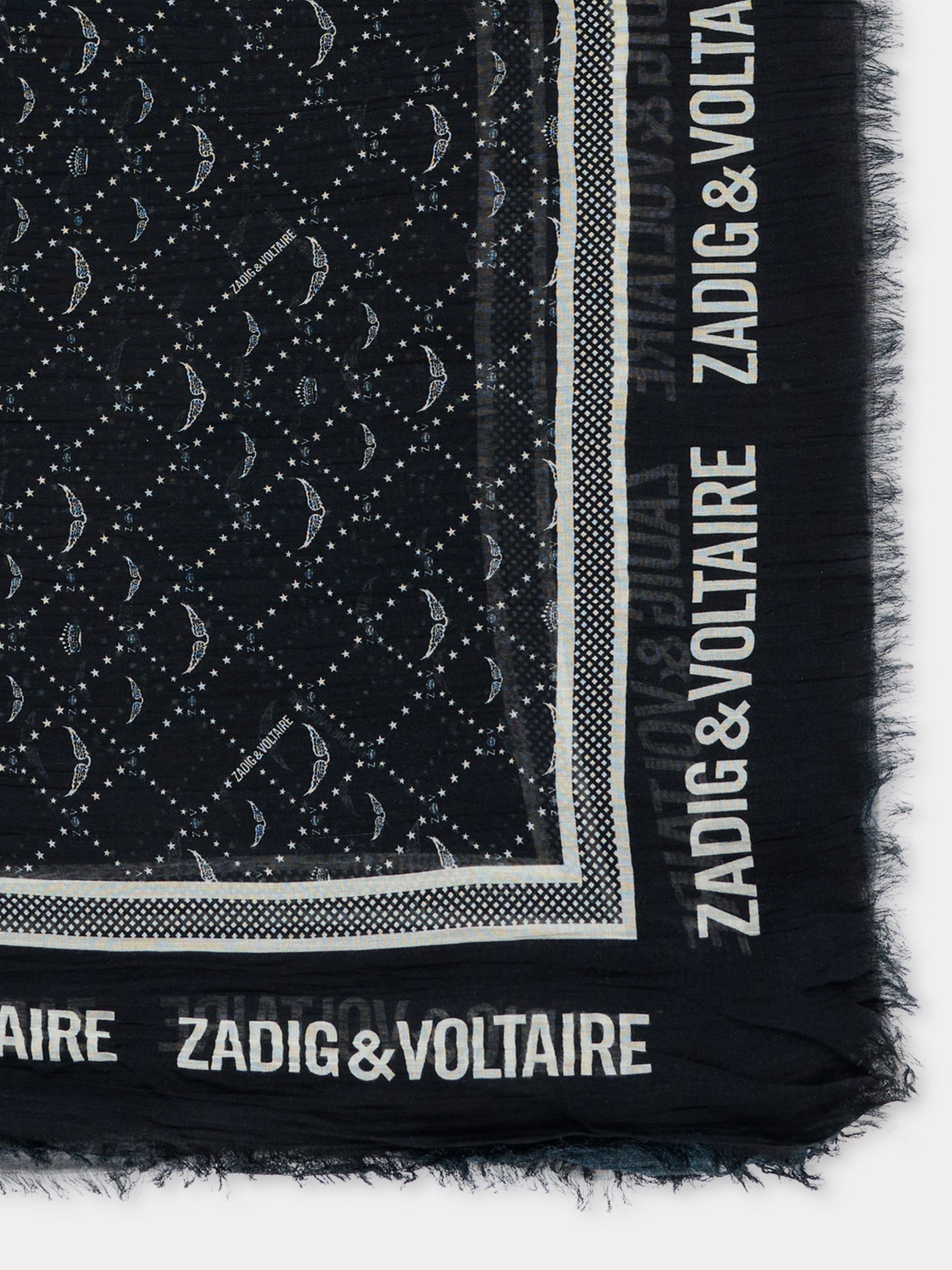 Sciarpa nera per bambina con ali all over,Zadig & Voltaire Kids,X60507 09B