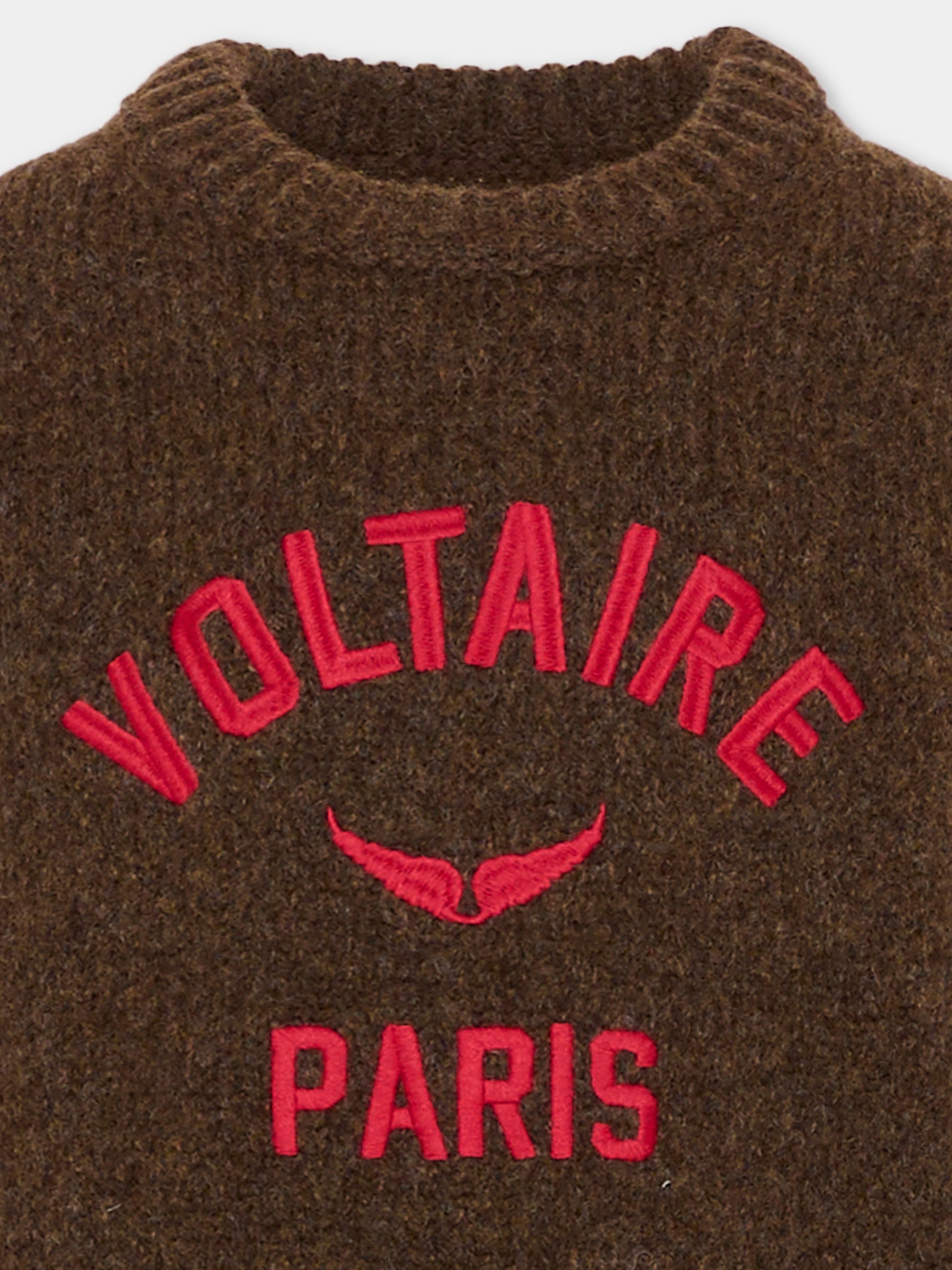 Maglione marrone per bambino con logo,Zadig & Voltaire Kids,X60527 319