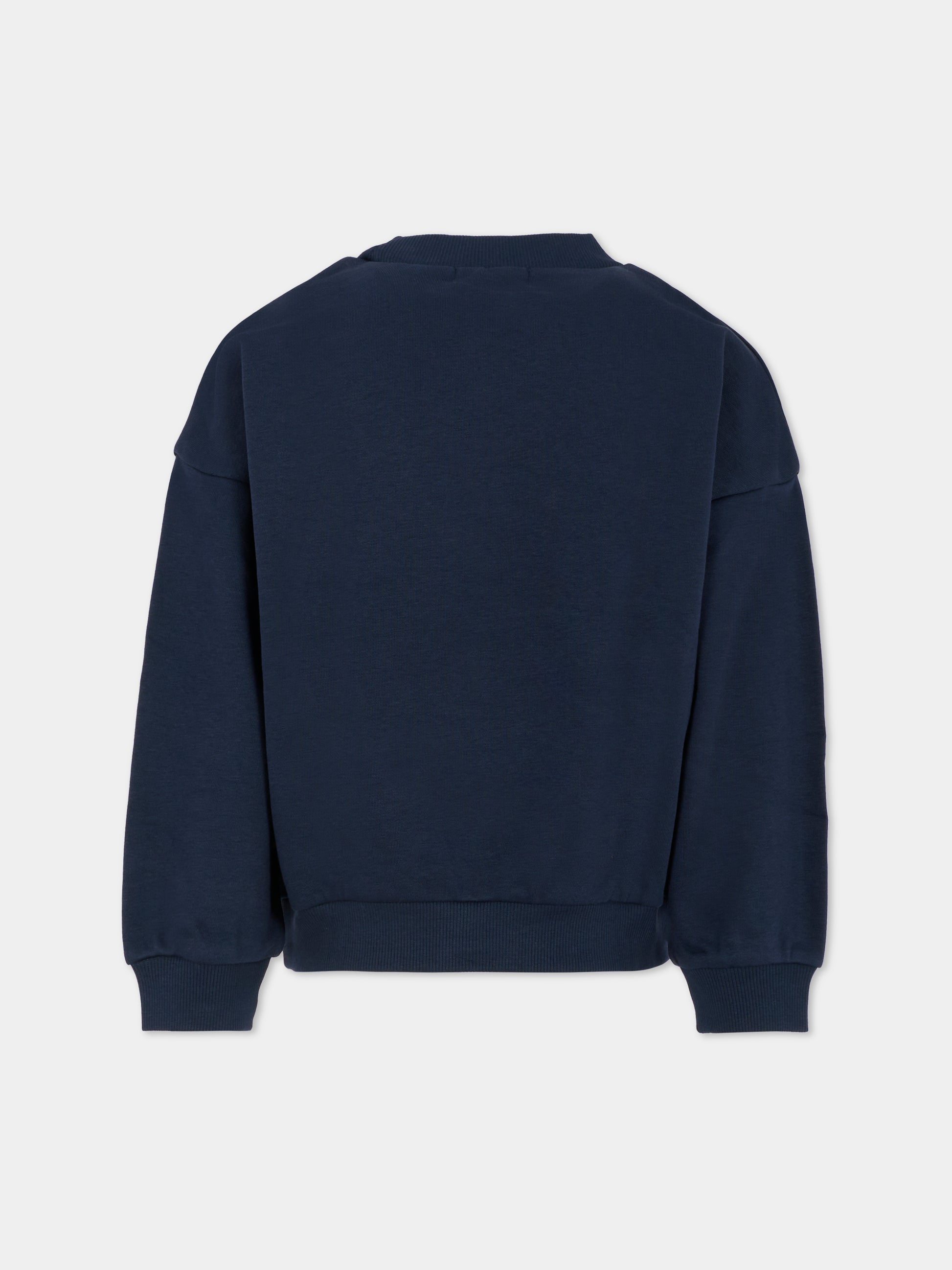 Felpa blu per bambina con cuori e paillettes,Billieblush,U21603 85T