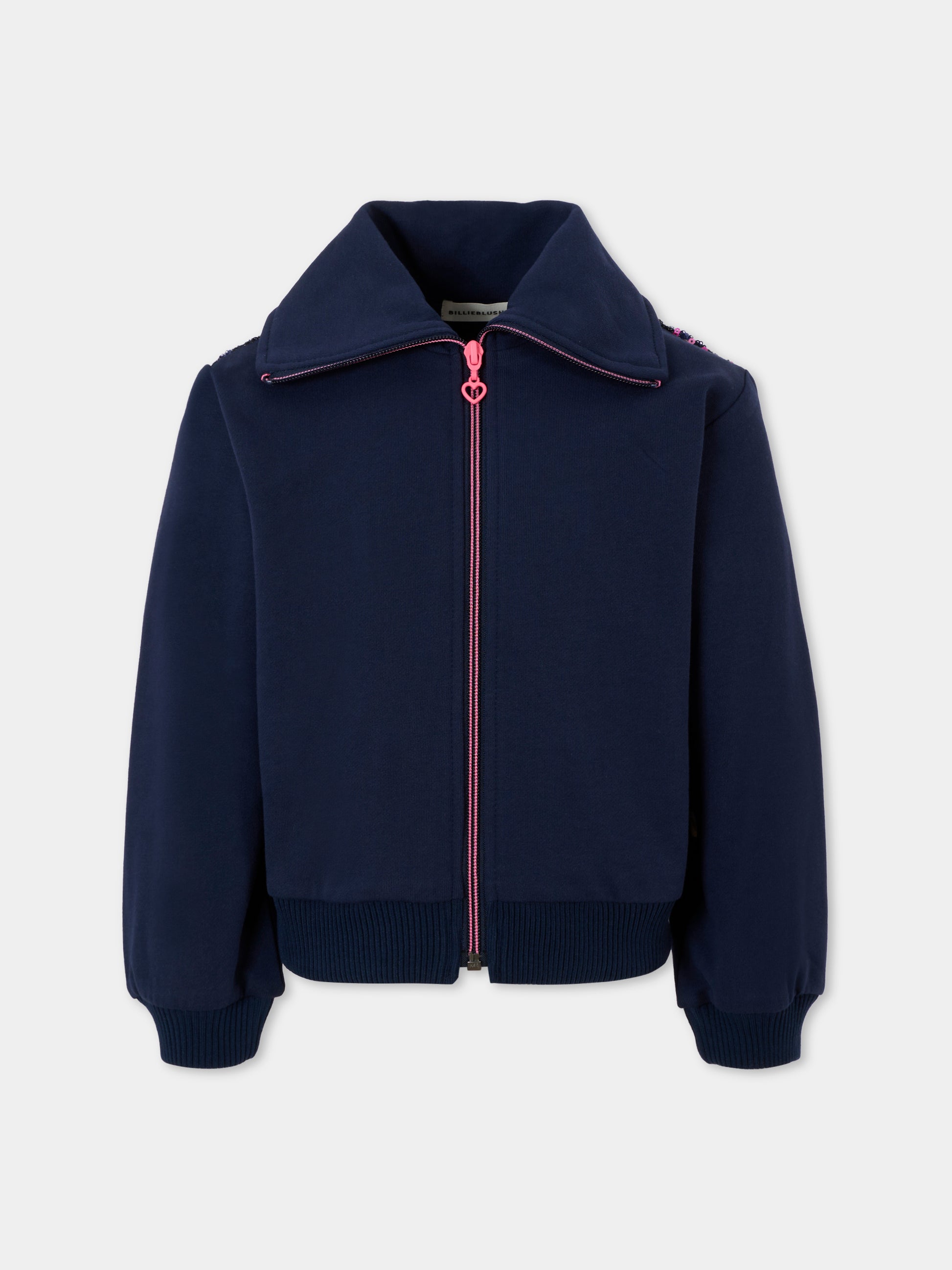 Felpa blu per bambina con cuori,Billieblush,U21605 85T