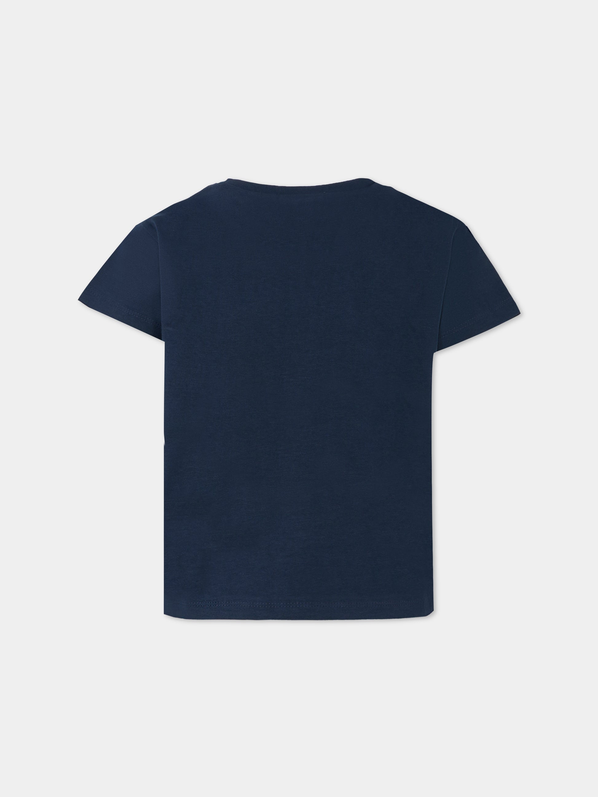 T-shirt blu per bambina con unicorno,Billieblush,U21630 85T