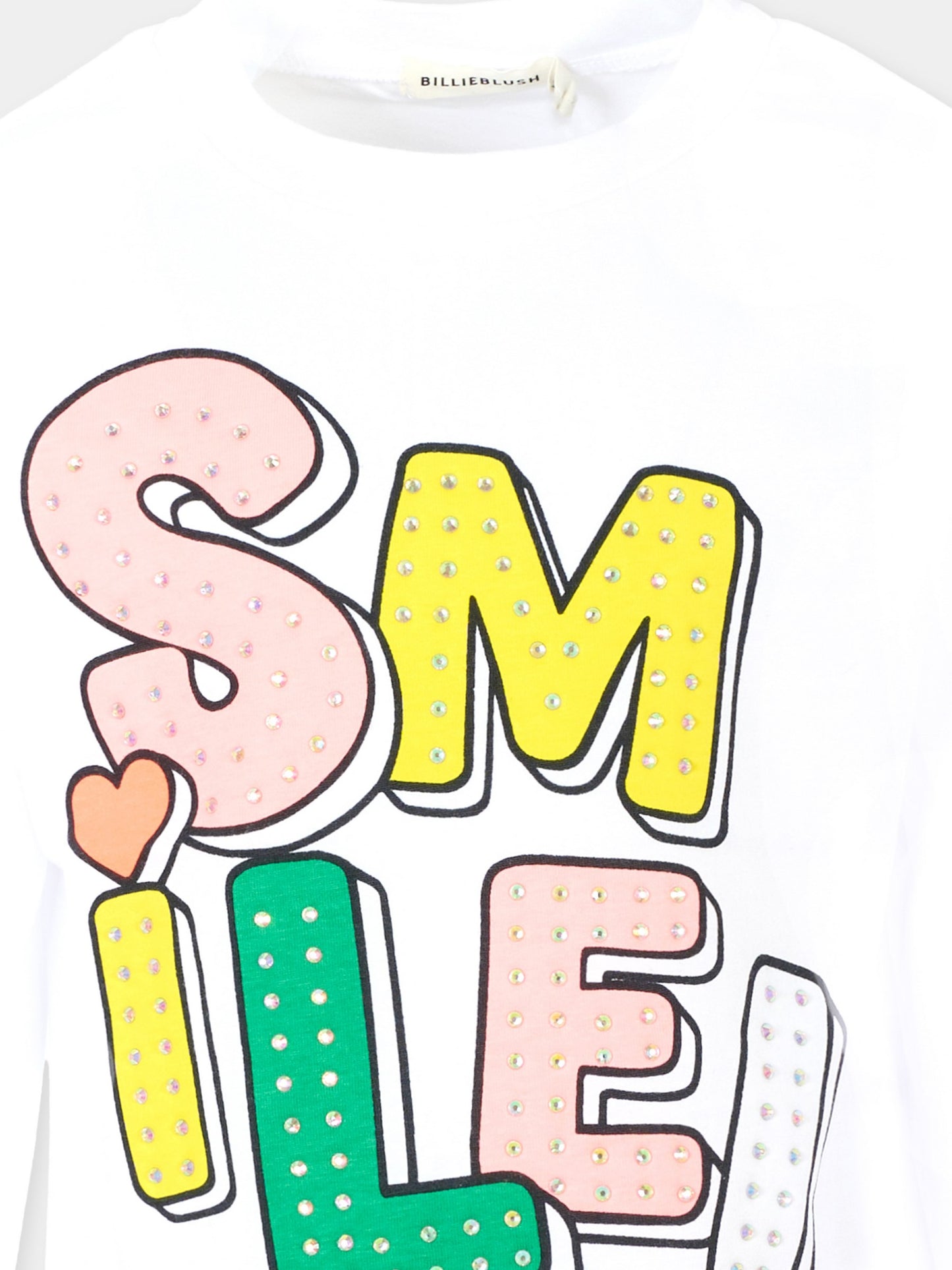 T-shirt bianca per bambina con scritta,Billieblush,U21637 10P