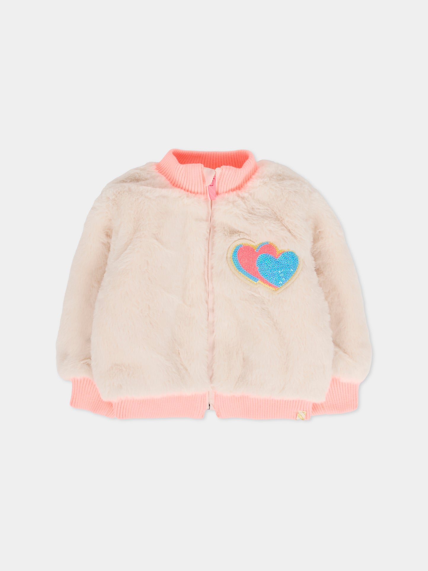 Ecopelliccia rosa per neonata con cuori,Billieblush,U21251 47V