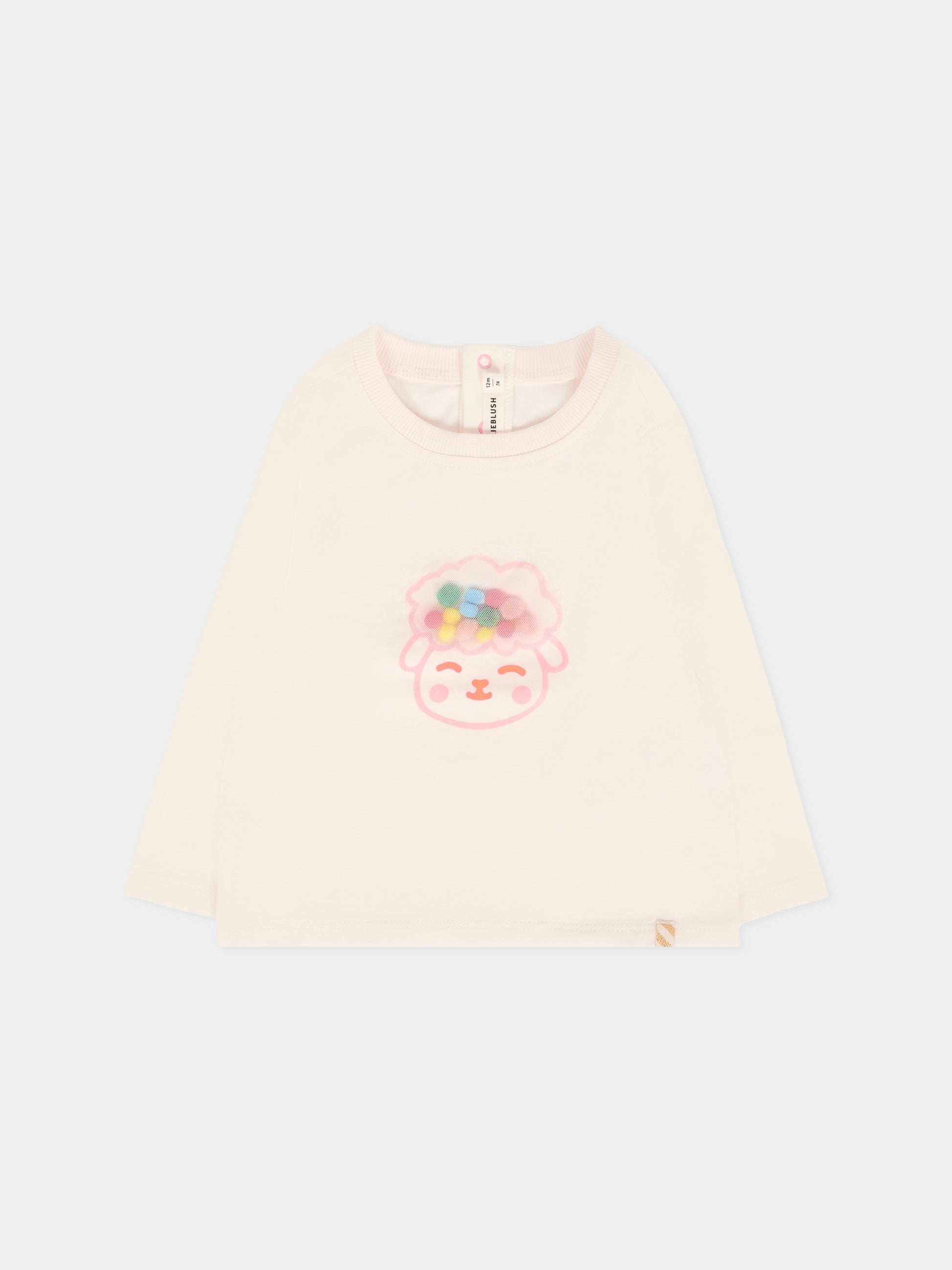 T-shirt avorio per neonata con pecora,Billieblush,U21262 121