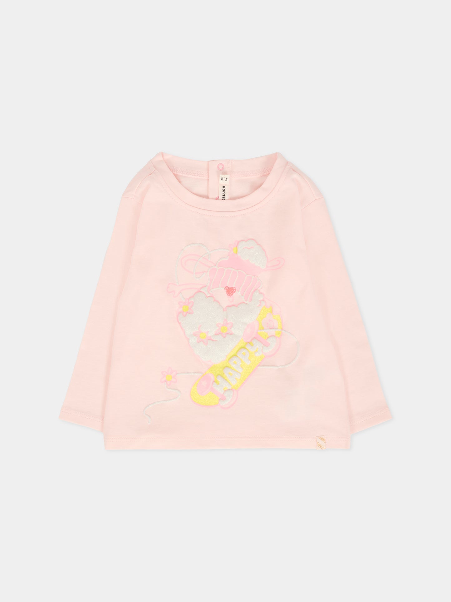 T-shirt rosa per neonata con stampa pecora,Billieblush,U21265 47V