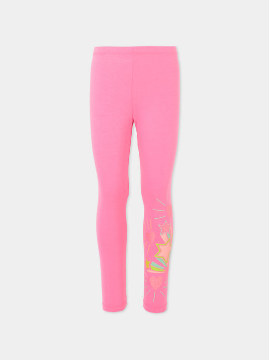 Leggings rosa per bambina con cuori e stella,Billieblush,U21321 473