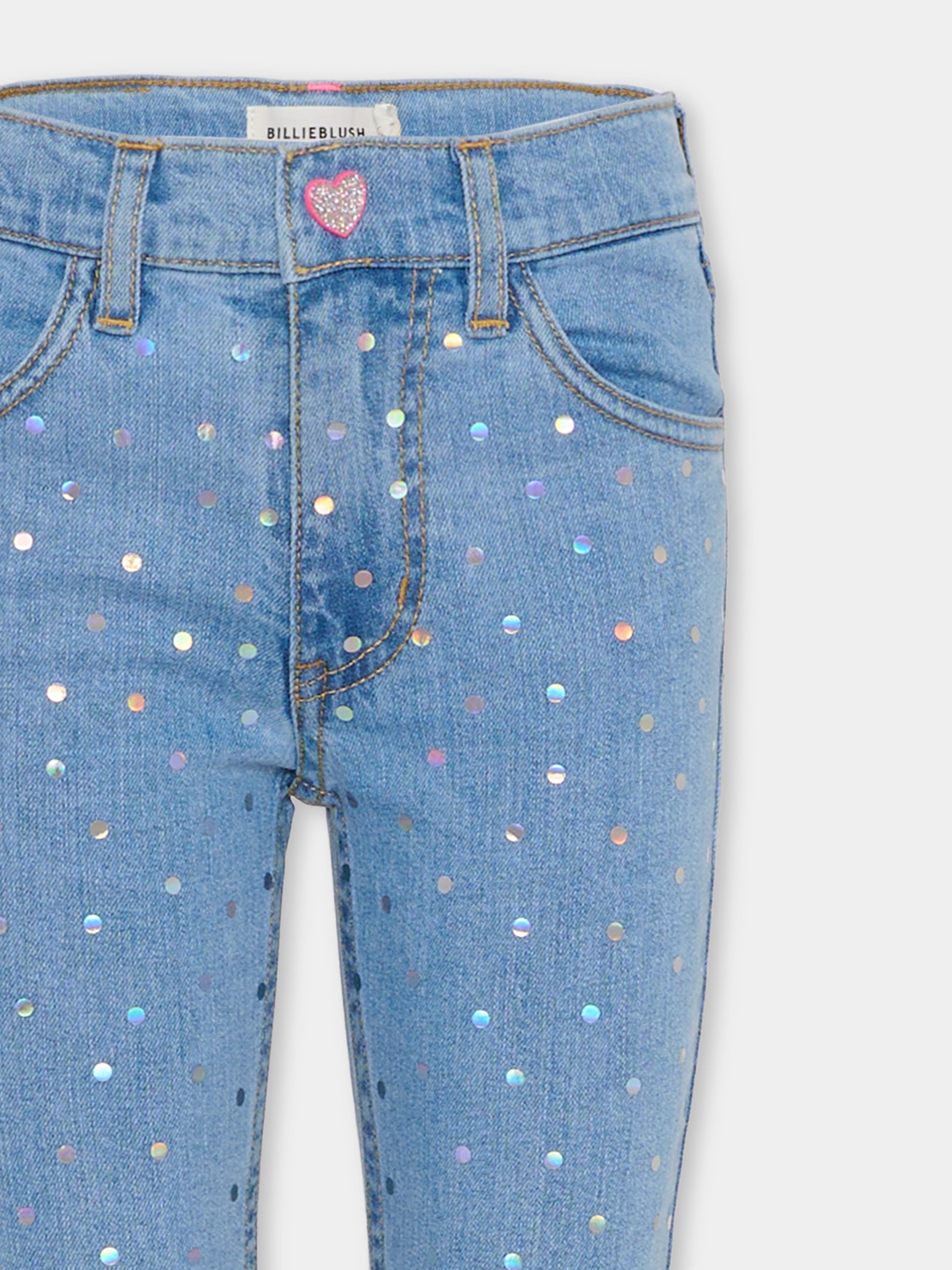 Jeans denim per bambina con pois,Billieblush,U21328 Z13