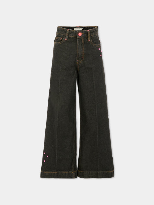 Jeans neri per bambina con cuori,Billieblush,U21340 Z21