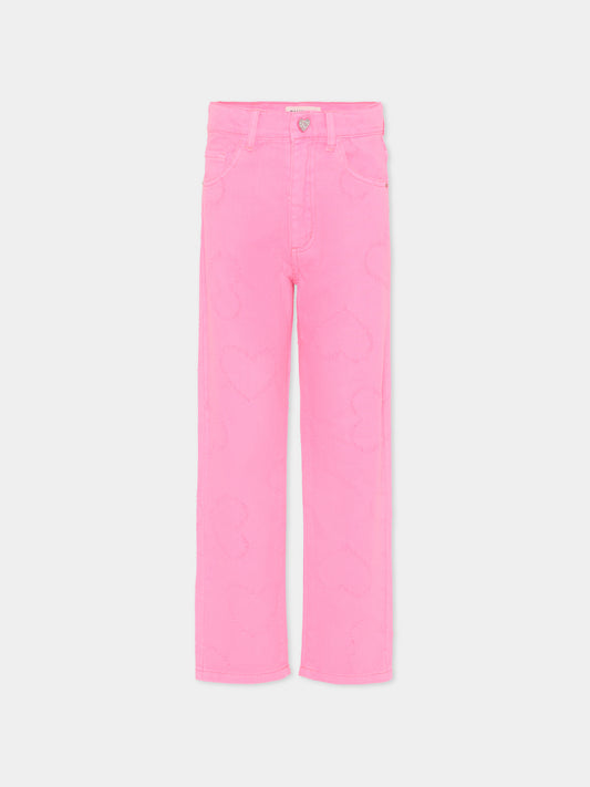 Pantaloni rosa per bambina con cuori all over,Billieblush,U21343 473