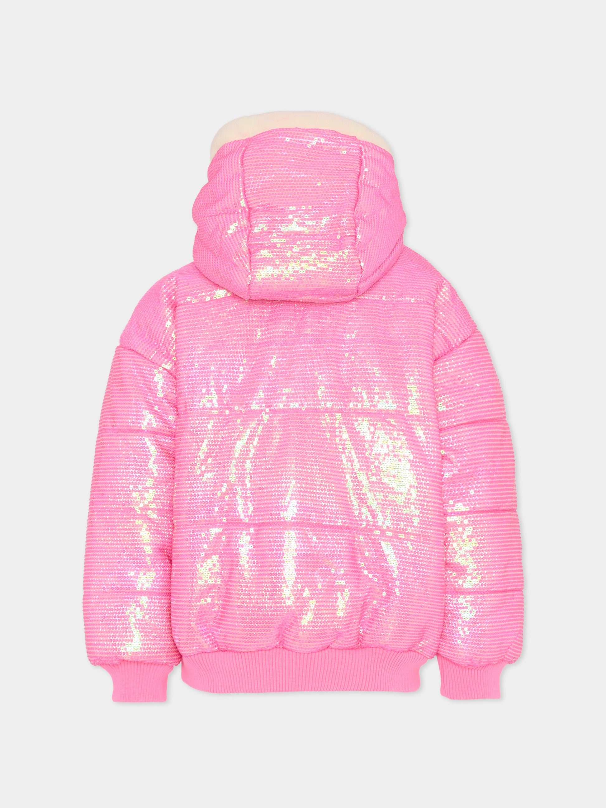 Piumino rosa per bambina con paillettes,Billieblush,U21374 473