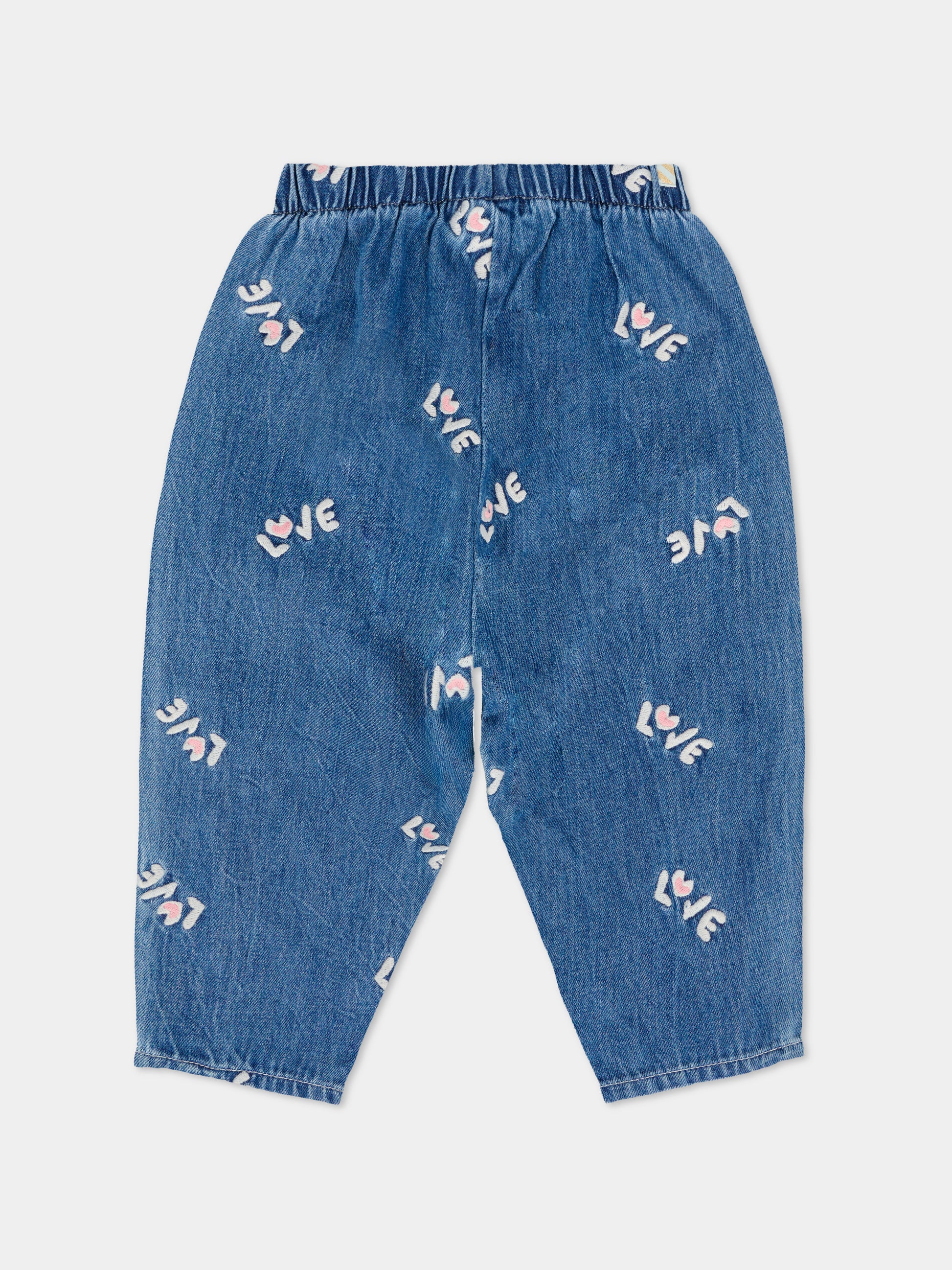 Jeans denim per neonata con scritta all over,Billieblush,U21450 Z10