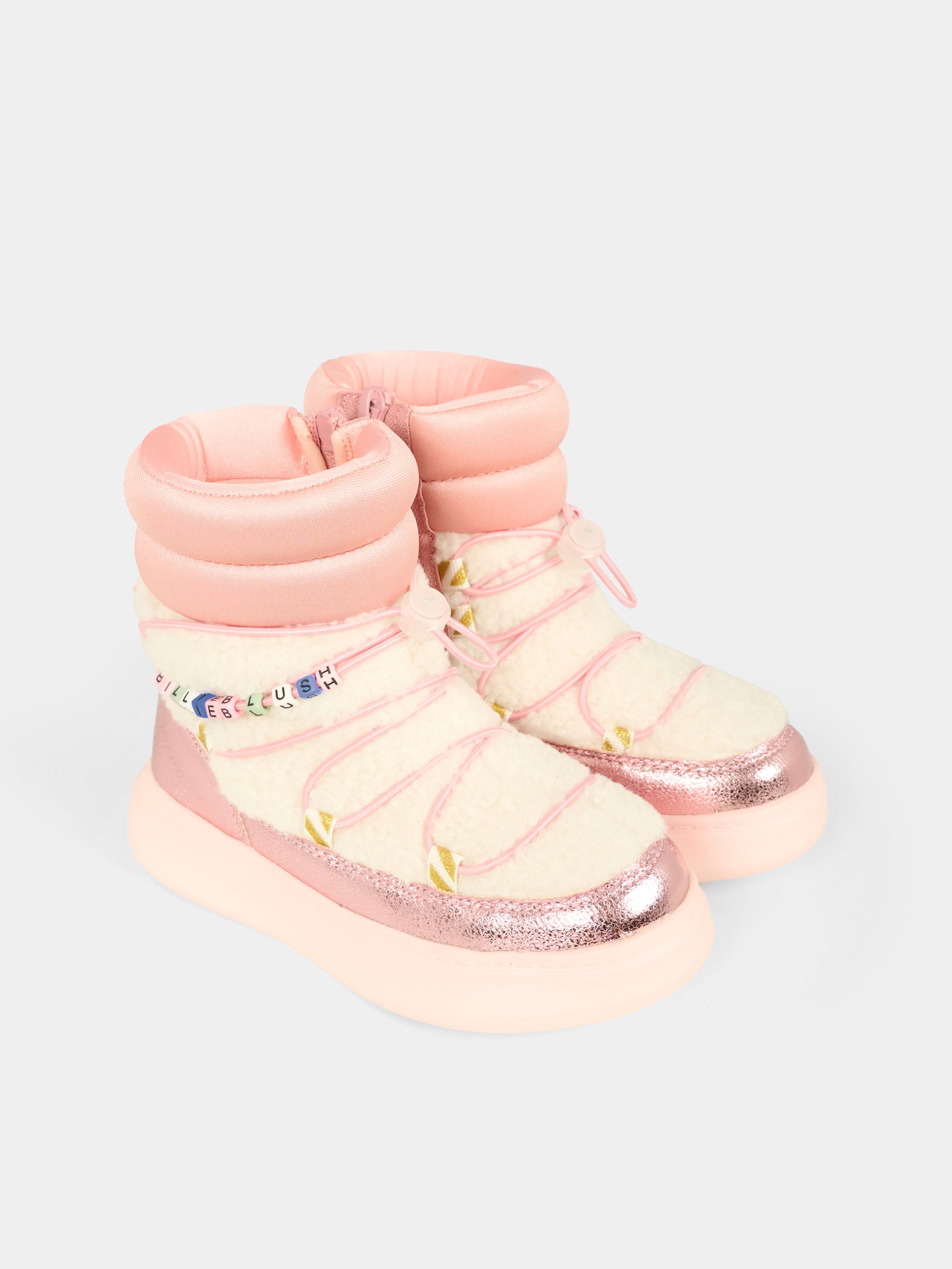 Stivali da neve rosa per bambina con logo,Billieblush,U21477 Z41