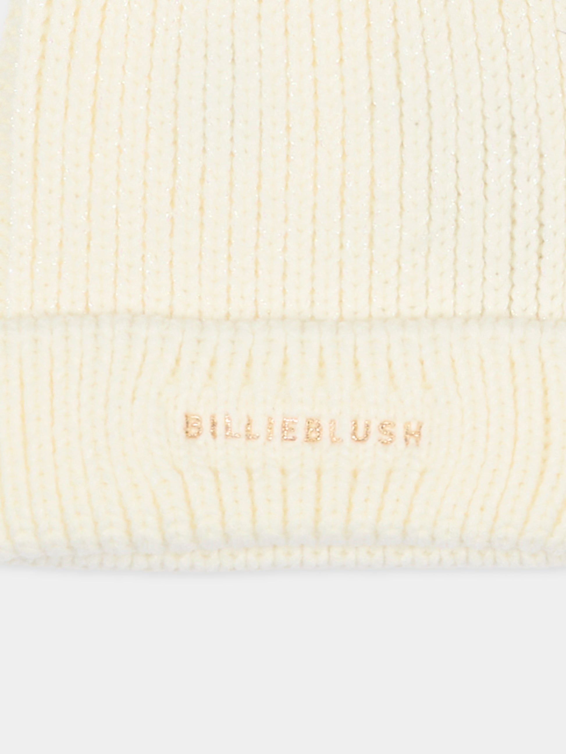 Berretto avorio per bambina con pompon,Billieblush,U21508 121