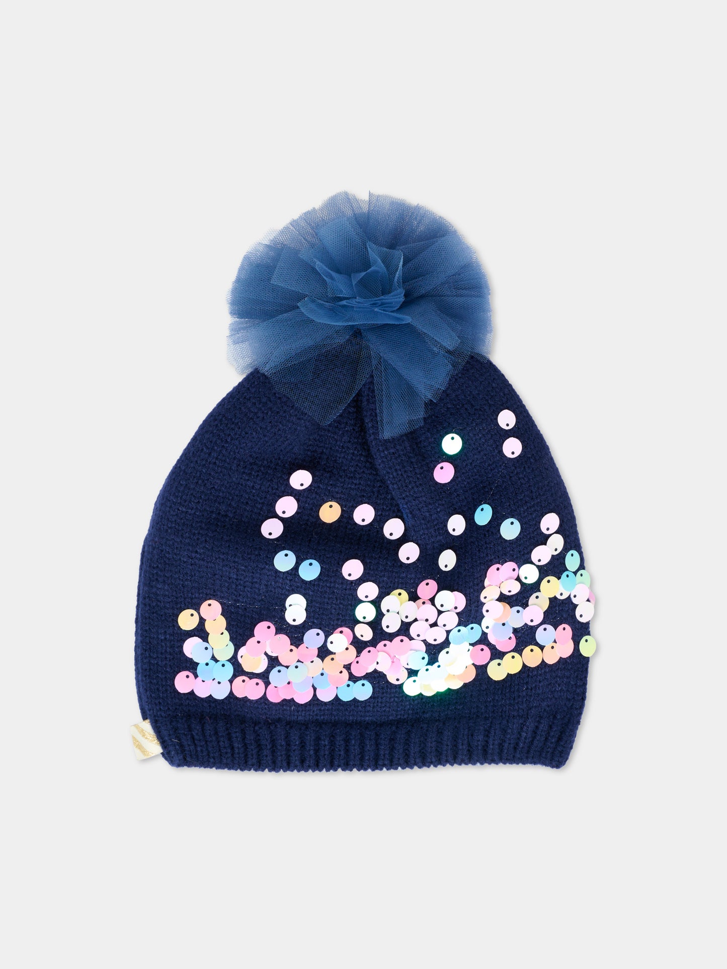Berretto blu per bambina con paillettes,Billieblush,U21510 85T