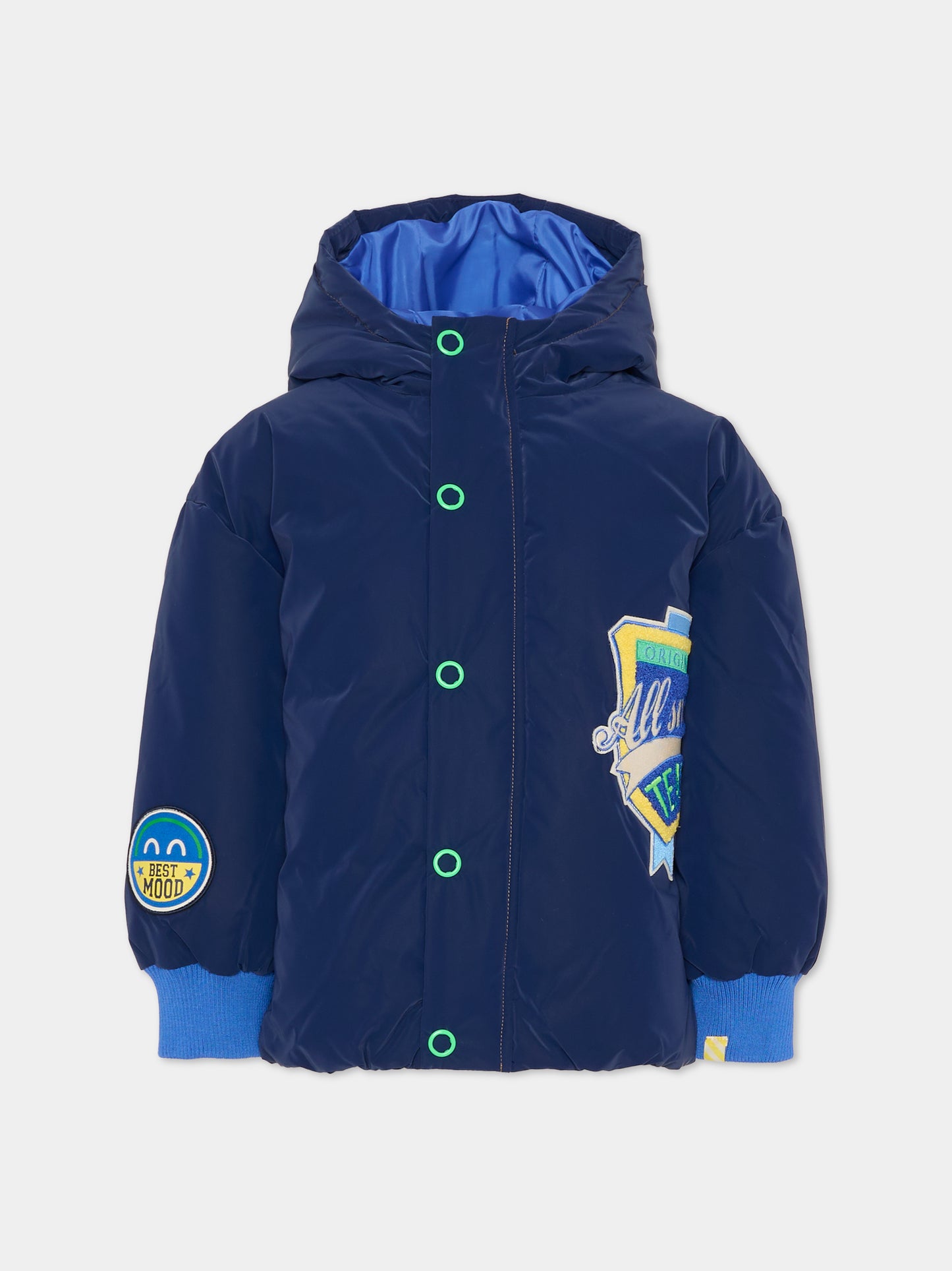 Piumino blu per bambino con stemma,Billieblush,U21569 85T