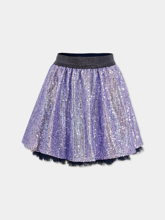 Gonna blu per bambina con paillettes,Billieblush,U21589 Z41