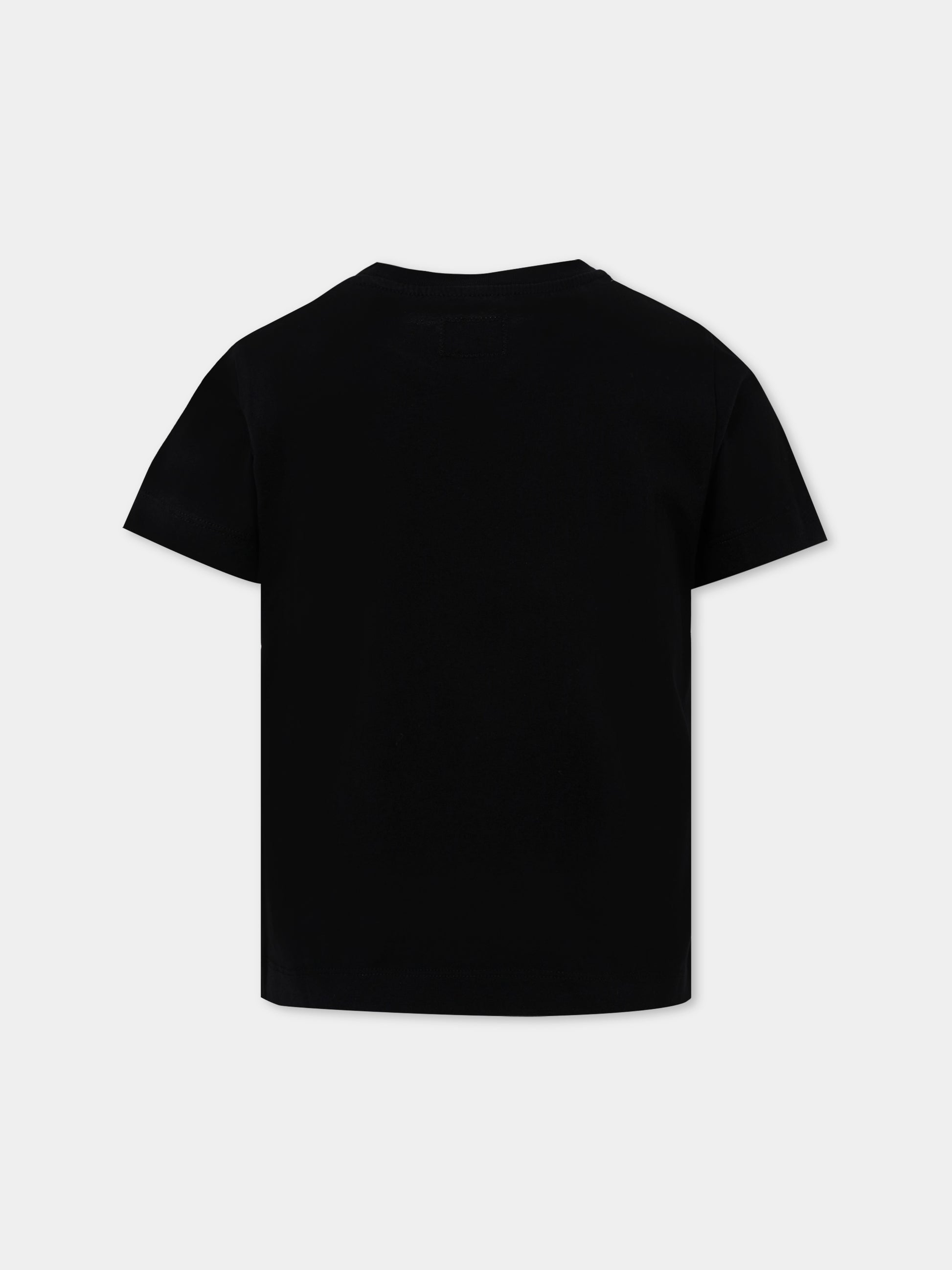 T-shirt nera per bambino con logo,C. P. Company,CSM00L LAA17 60100
