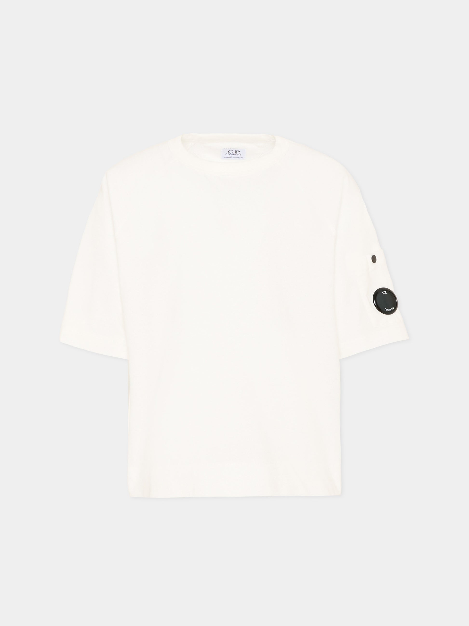 T-Shirt bianca per bambino con lente,C. P. Company,CUM00R LAA17 10135