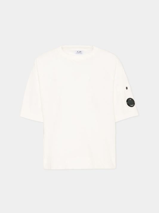 T-Shirt bianca per bambino con lente,C. P. Company,CUM00R LAA17 10135