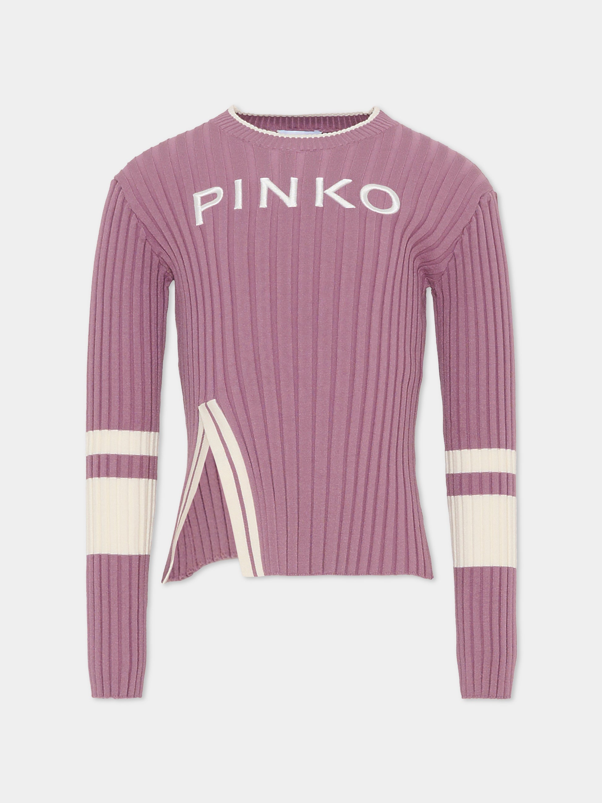 Maglione viola per bambina con logo,Pinko,KFMA020.C.FL089.D806