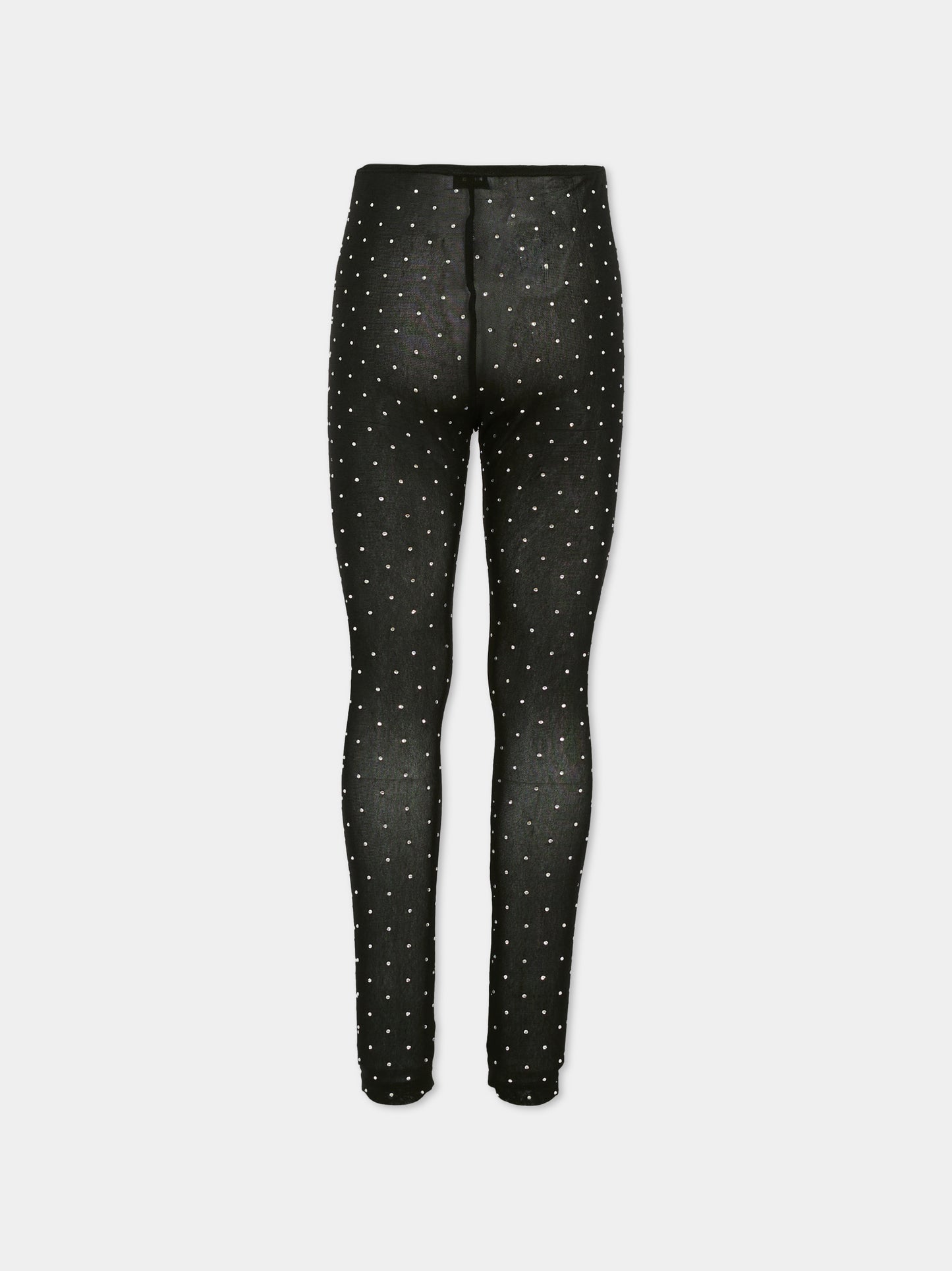 Black leggings for girl with rhinestones