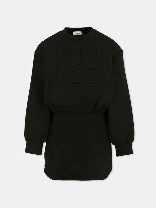 Black dress for girl with logo