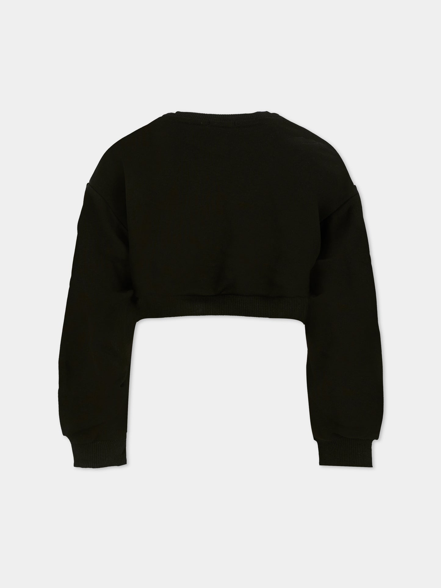 Felpa crop nera per bambina con logo,Pinko,KFFE012.C.FF013.D852