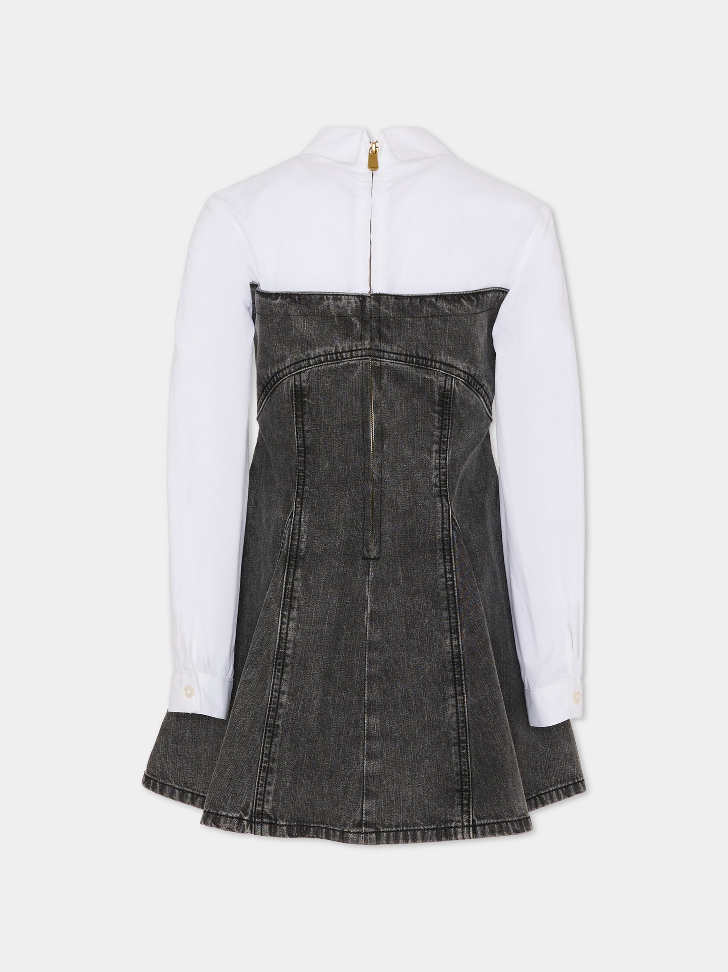 Vestito grigio per bambina con logo,Pinko,KFAB023.C.DF016.D809